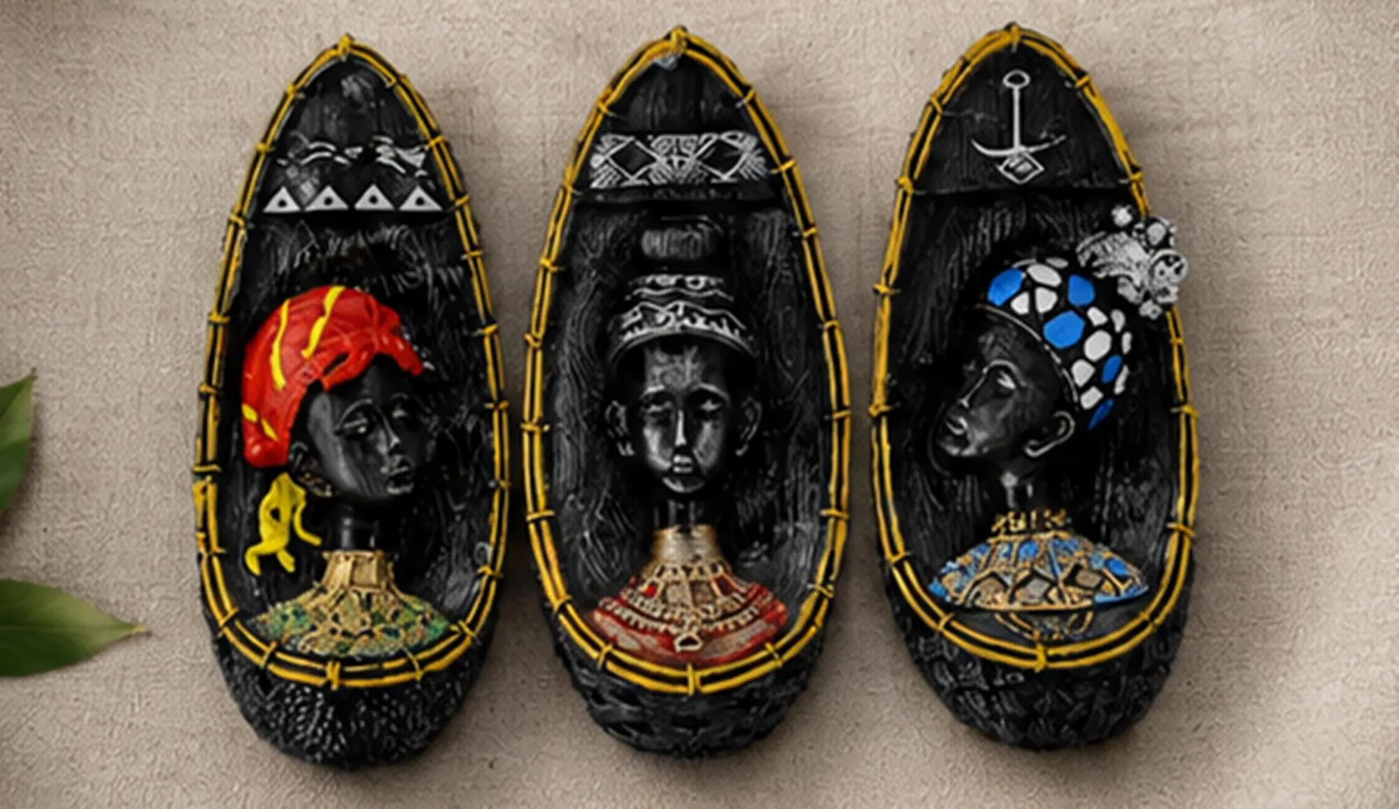 African Woman Figurine Set, Gold Black Lady Statues, Elegant African Queen Sculptures Decor - image 4