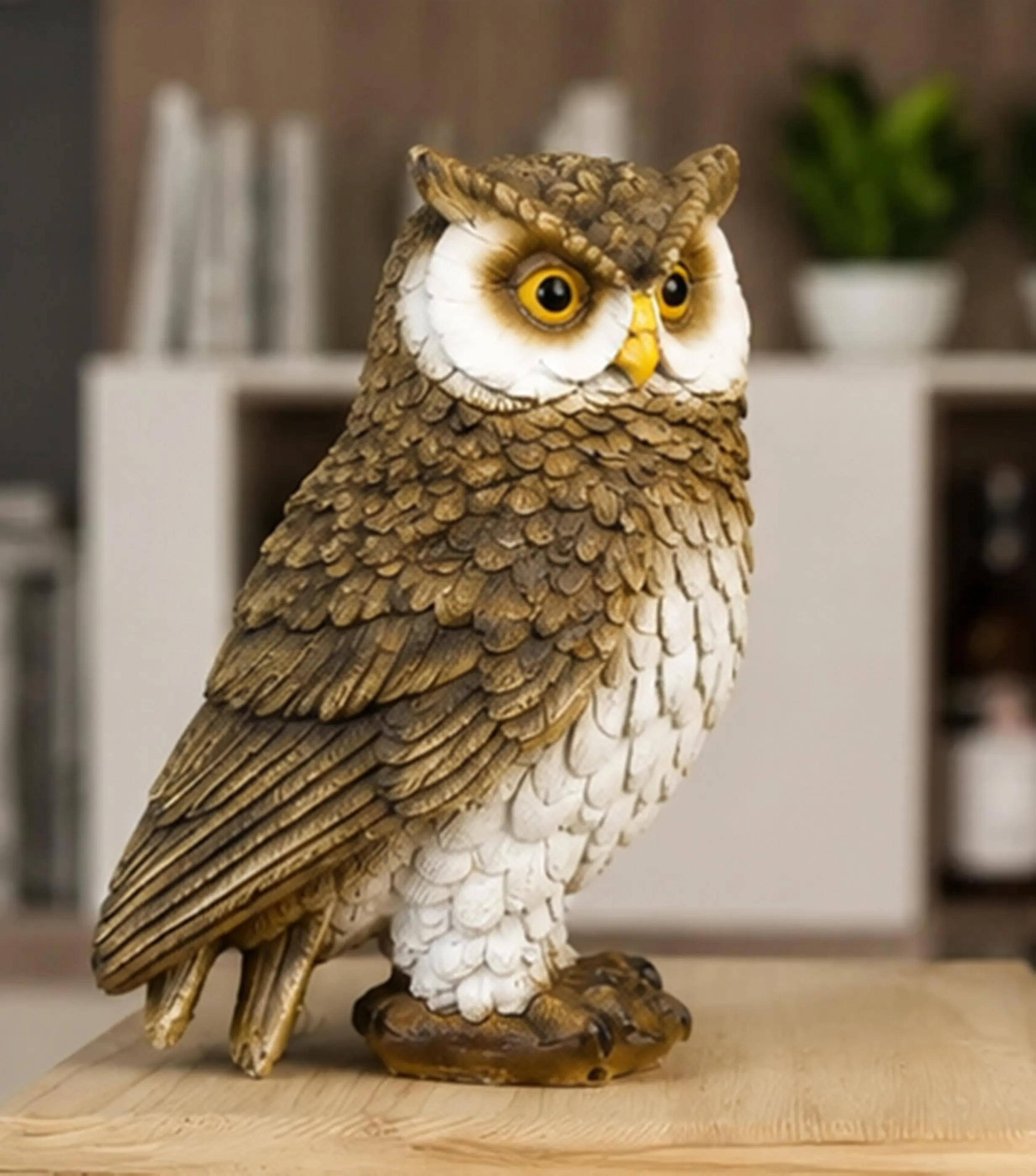 Vintage Owl Figurine Statue, Wise Sculpture, Rustic Woodland Bird Decor, Owl Home Accent -12x9x14.5cm - image 3