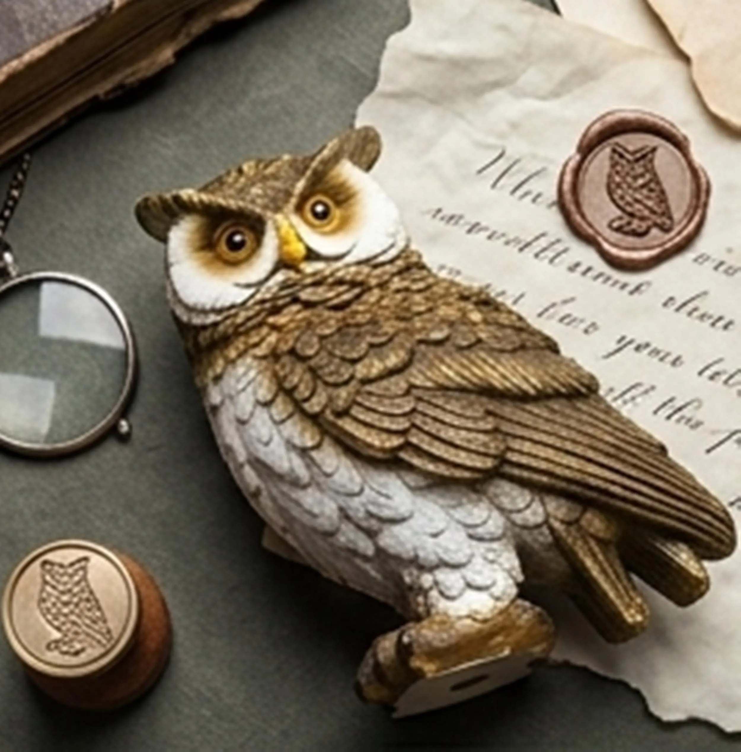Vintage Owl Figurine Statue, Wise Sculpture, Rustic Woodland Bird Decor, Owl Home Accent -12x9x14.5cm - image 5