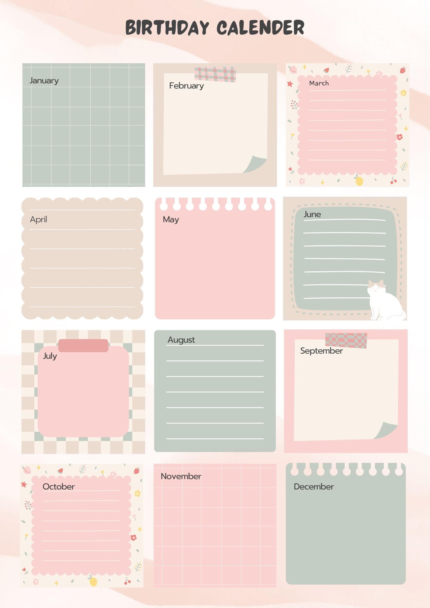 Daily Planner Printable: Monthly Calendar, Notes, Birthday Tracker (PDF Download) - image 5