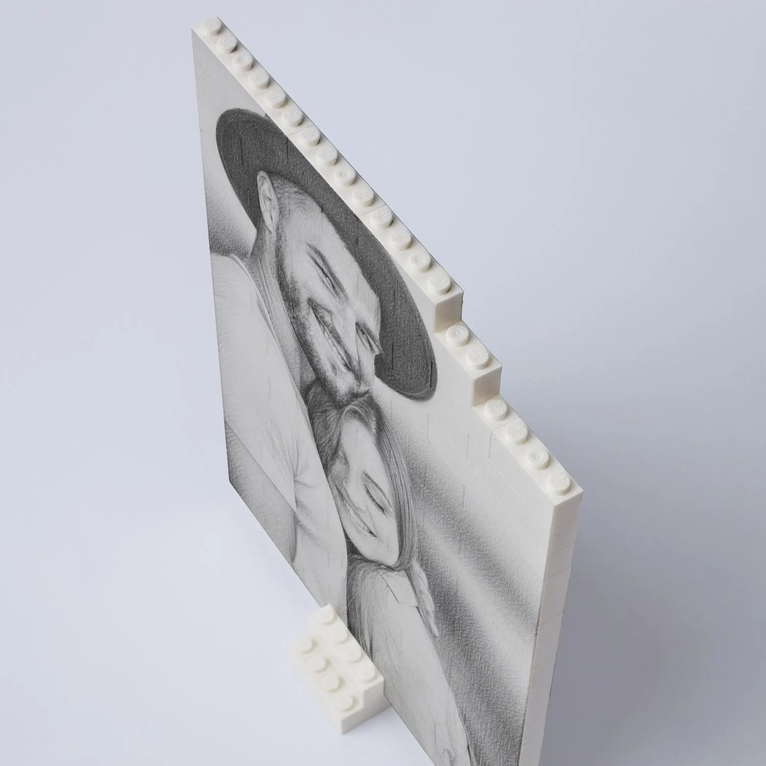 Custom Picture Puzzle for Adults, Photo Blocks Building Bricks, Cartoon Illustration Pencil Sketch Art Style, Gift for Kids Family Couples
