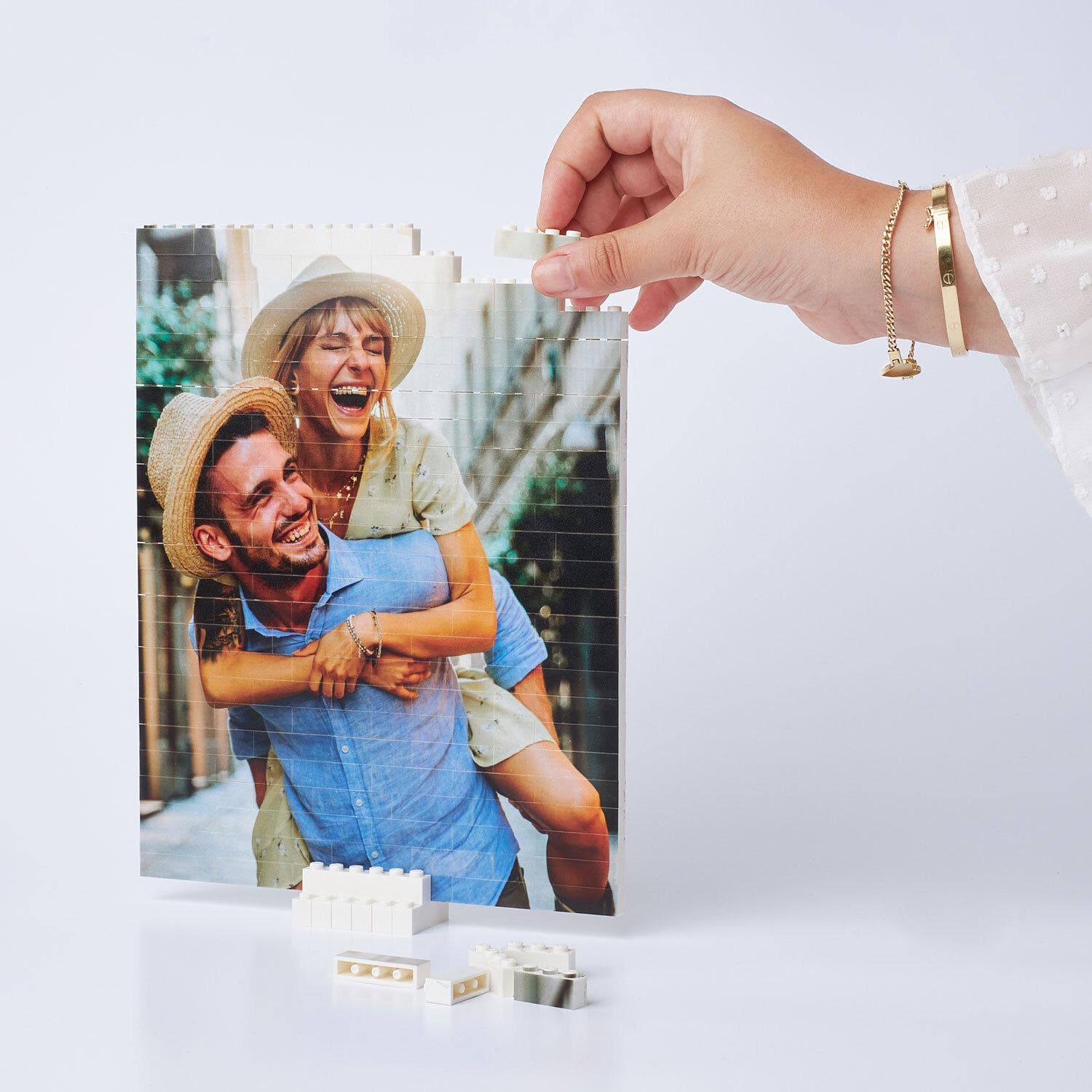 Custom Photo Brick Puzzle Gift with Heart or Rectangle Shape | Personalised Building Block Picture Gift for Couples, Kids & Families EU Made - image 3