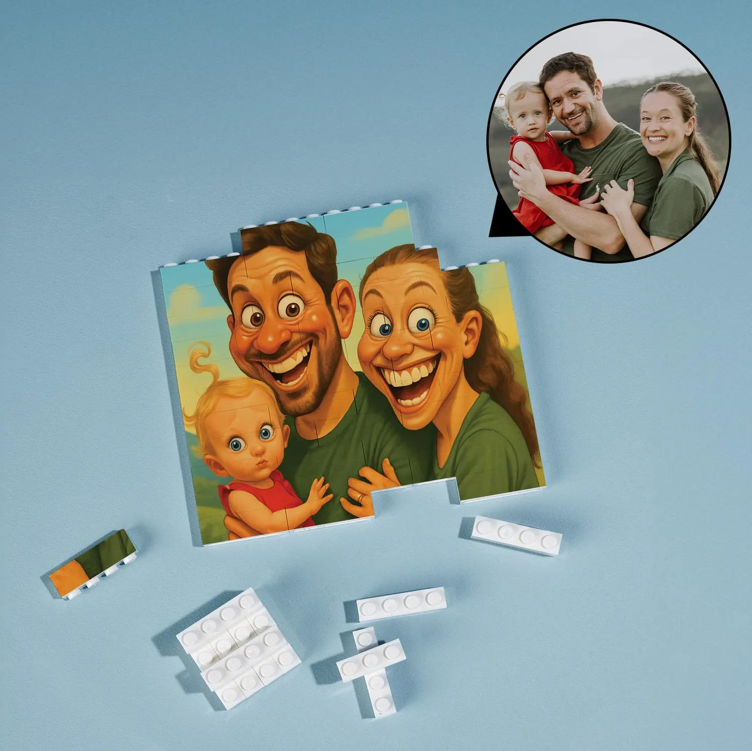 Custom Picture Puzzle for Adults, Photo Blocks Building Bricks, Cartoon Illustration Pencil Sketch Art Style, Gift for Kids Family Couples - image 4