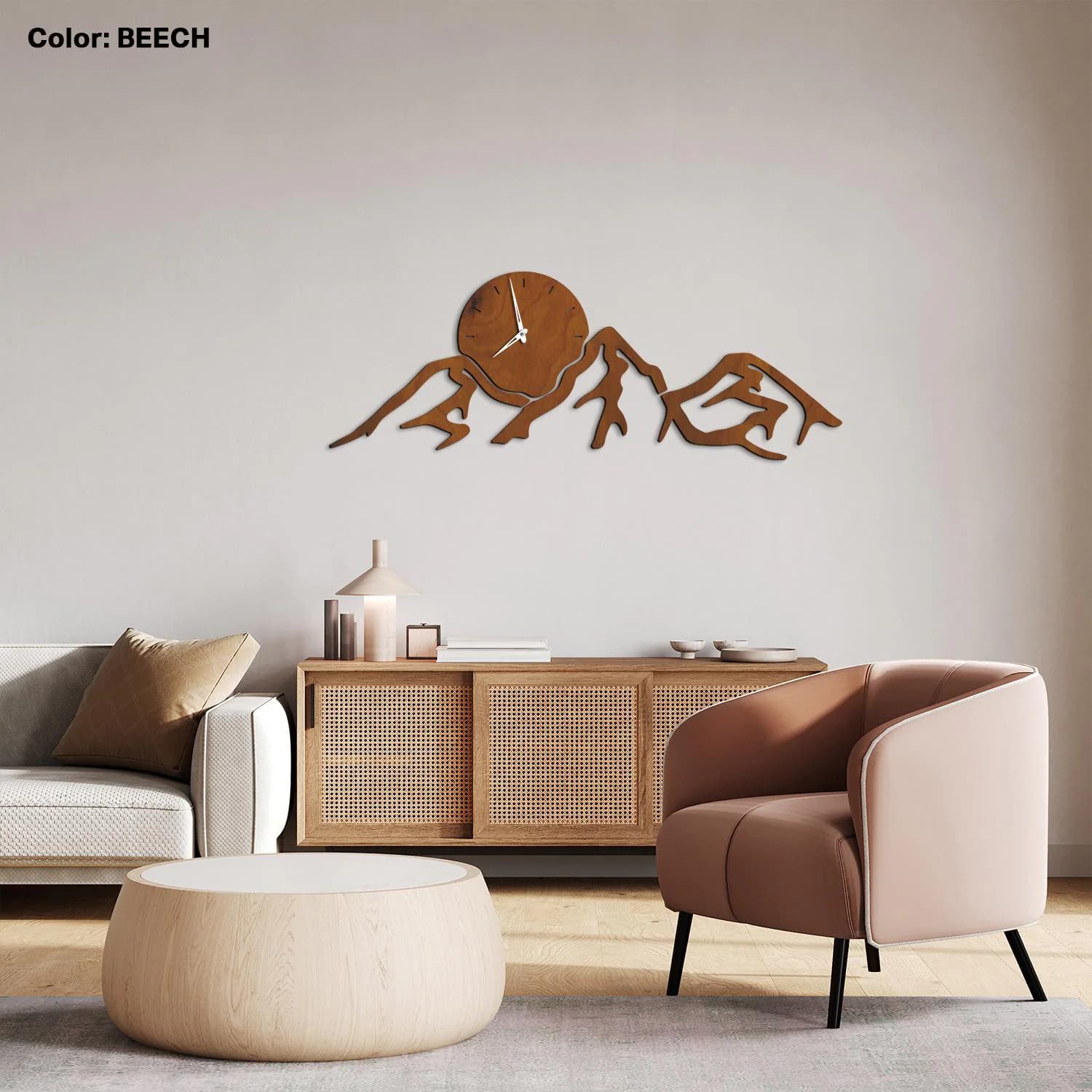 Wood mountain wall clock, Wood nature wall clock, Woodland wall clock,Forest wall clock,Modern wood clock,Decorative clock,Unique wall clock - image 3