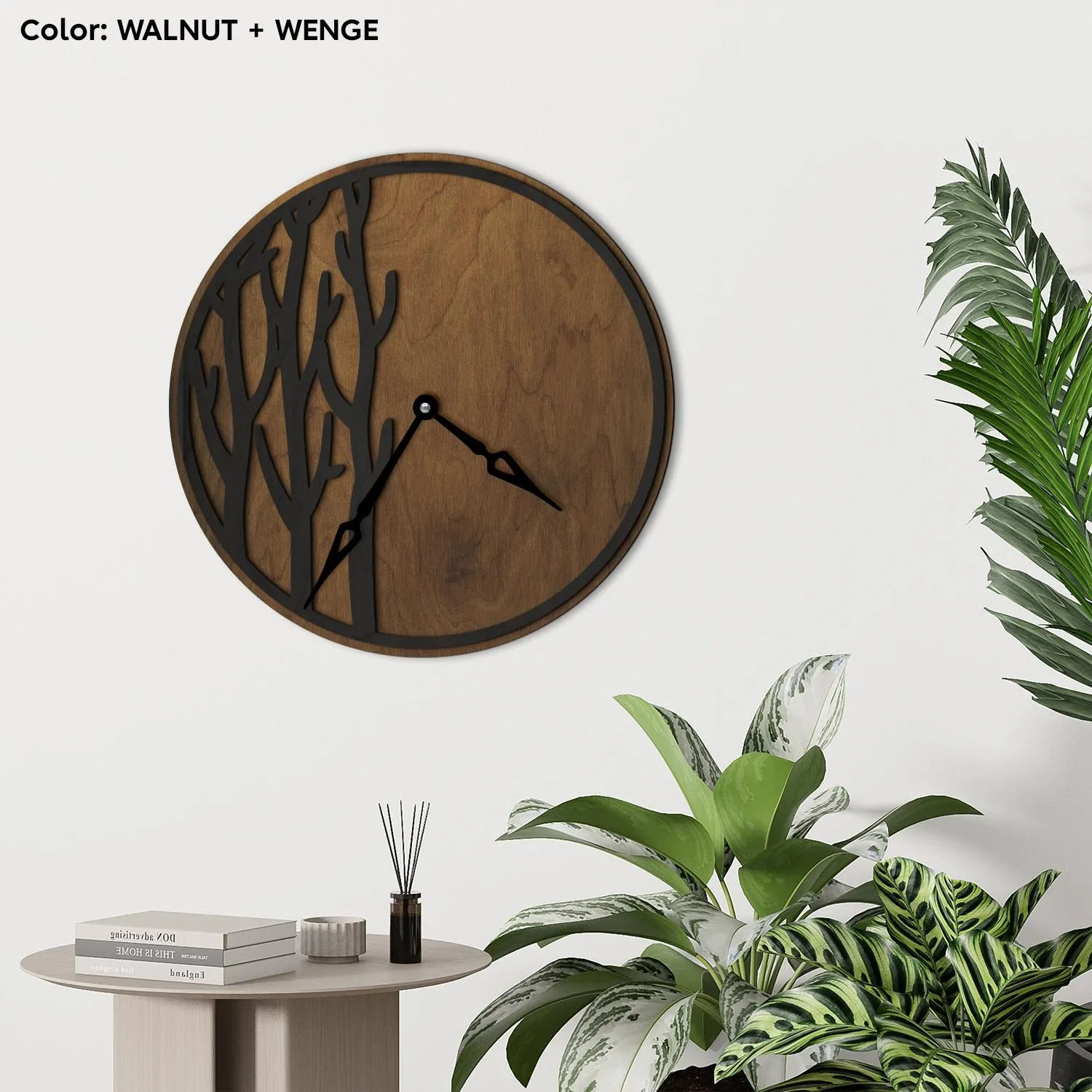 Modern Tree Wood Wall Clock, Silent Forest Wood Wall Clock, Handmade Wood Wall Clock - image 4