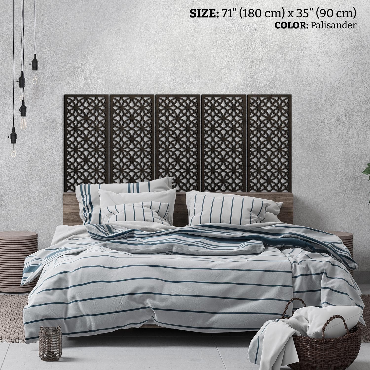 Moroccan headboard, Bohemian bed frame, Above bed wall art, Wood lattice panel, Fretwork panel art, Mashrabiya panel, Arabesque wall art - image 3