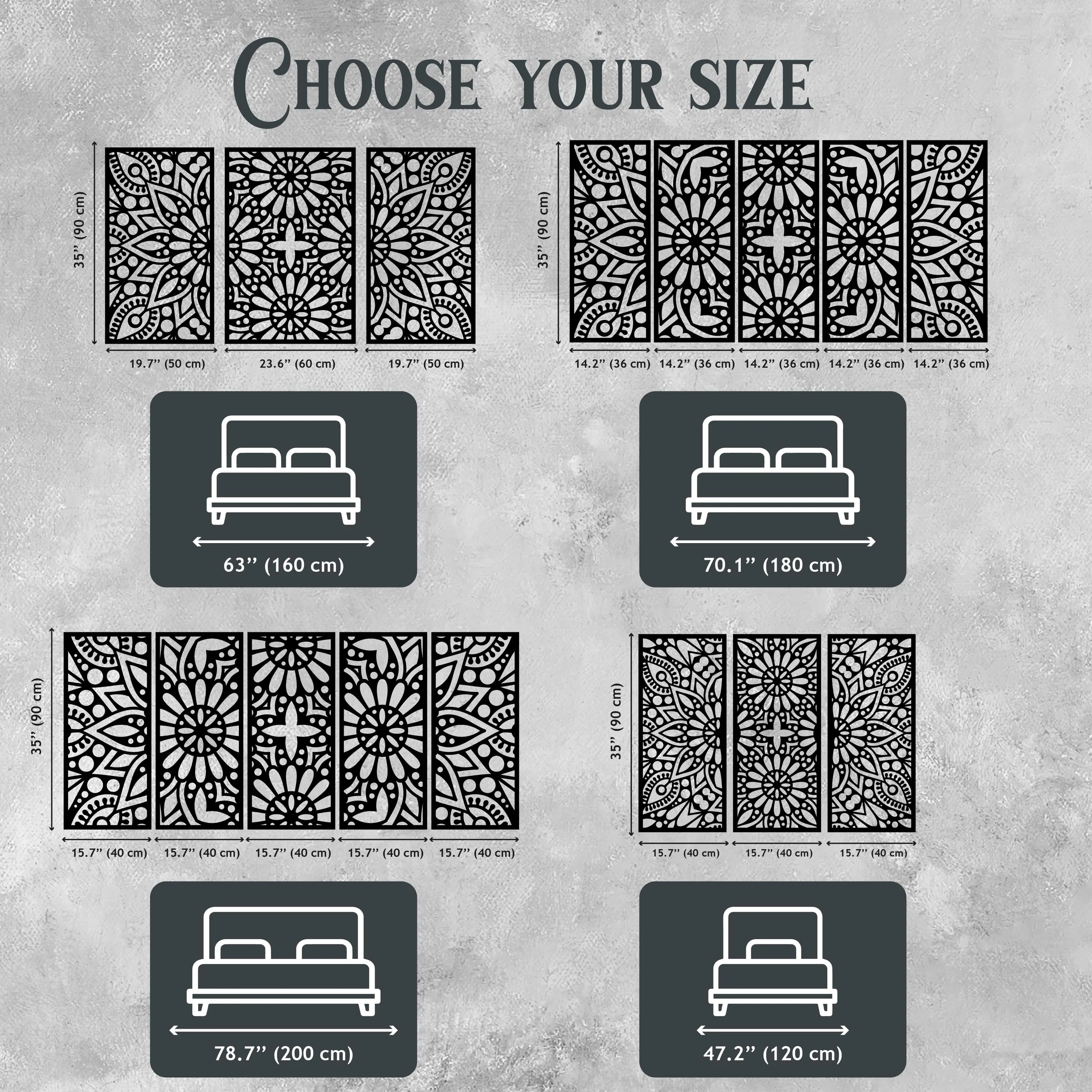 Mandala Headboard Panels, Boho Plywood Bedroom Art, Lightweight Easy Mount Bed Accent - image 3