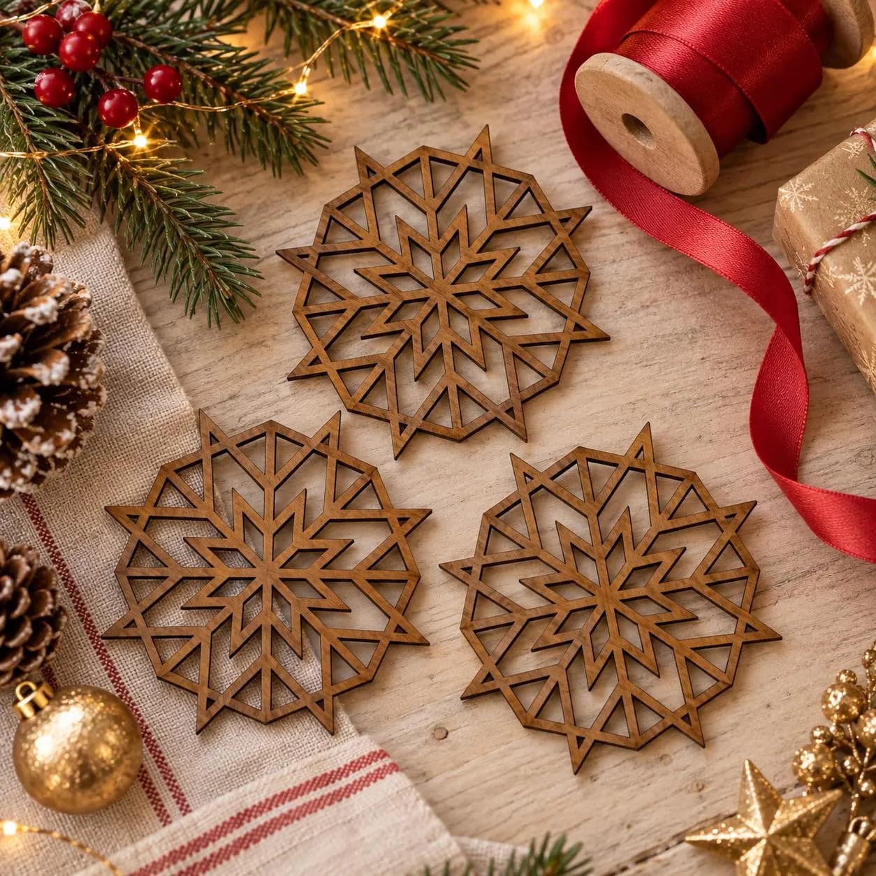 Custom Snowflake Ornament, Personalized Wooden Christmas Ornament, Engraved Snowflake Decor, Custom Christmas Tree Ornament - image 4