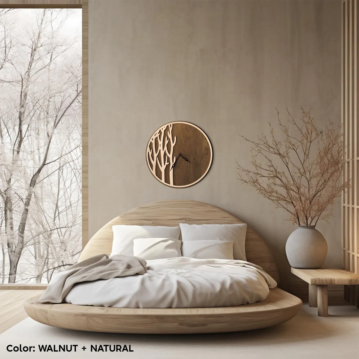 Modern Tree Wood Wall Clock, Silent Forest Wood Wall Clock, Handmade Wood Wall Clock - image 5