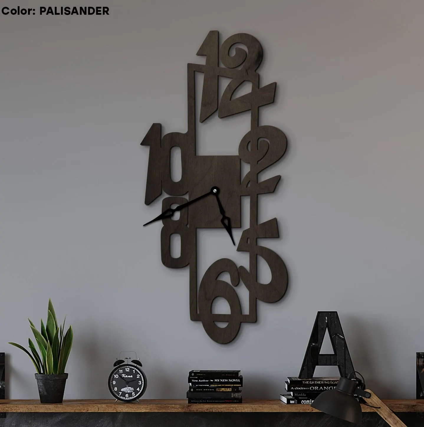 Unique Number Wall Clock, Modern Number Wall Clock, Wooden Wall Clock, Large Number Clock, Minimalist Wall Clock, Contemporary Wall Decor - image 4