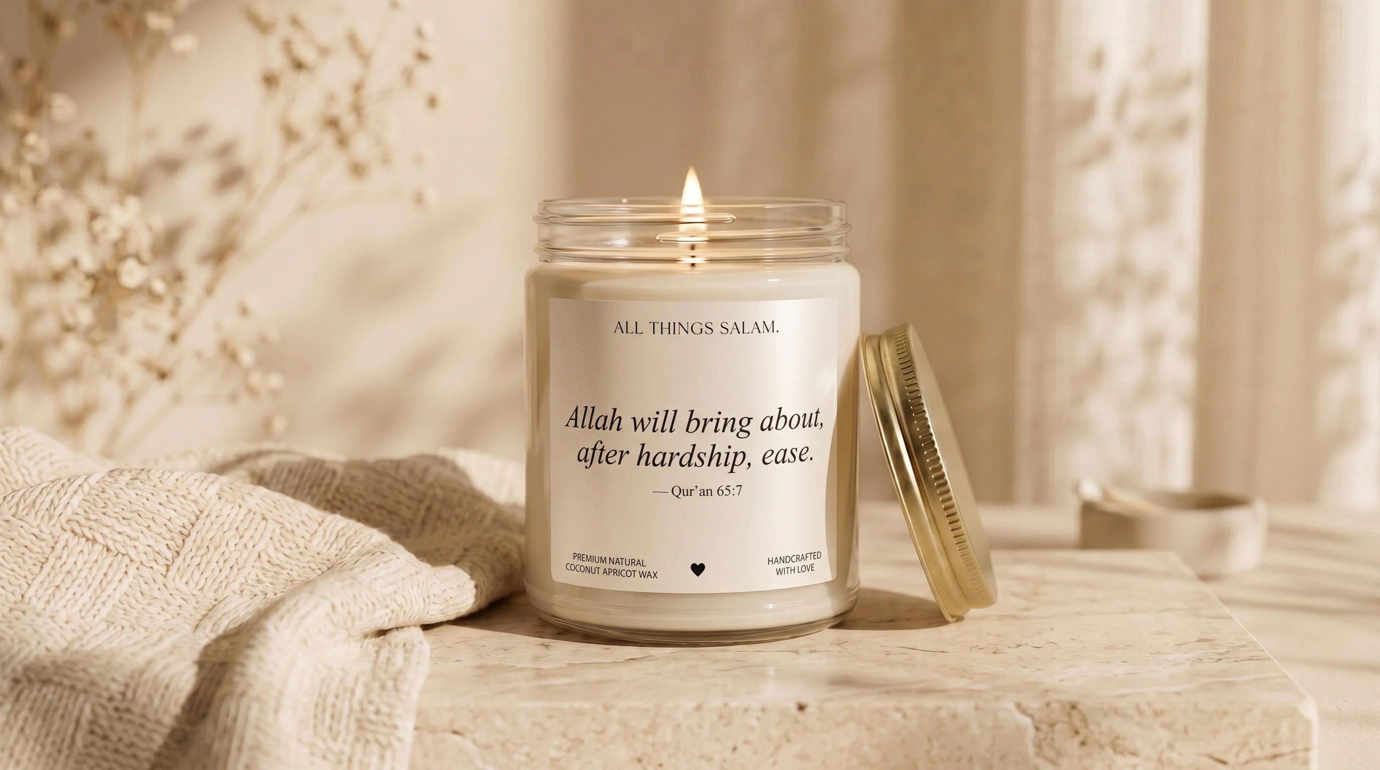 Islamic Candle Gift 'Allah Will Bring About After Hardship Ease' Quran Quote Ayah Islamic Reminder Dua Hadith Muslim Gifts Islamic Gifts 30 - image 3