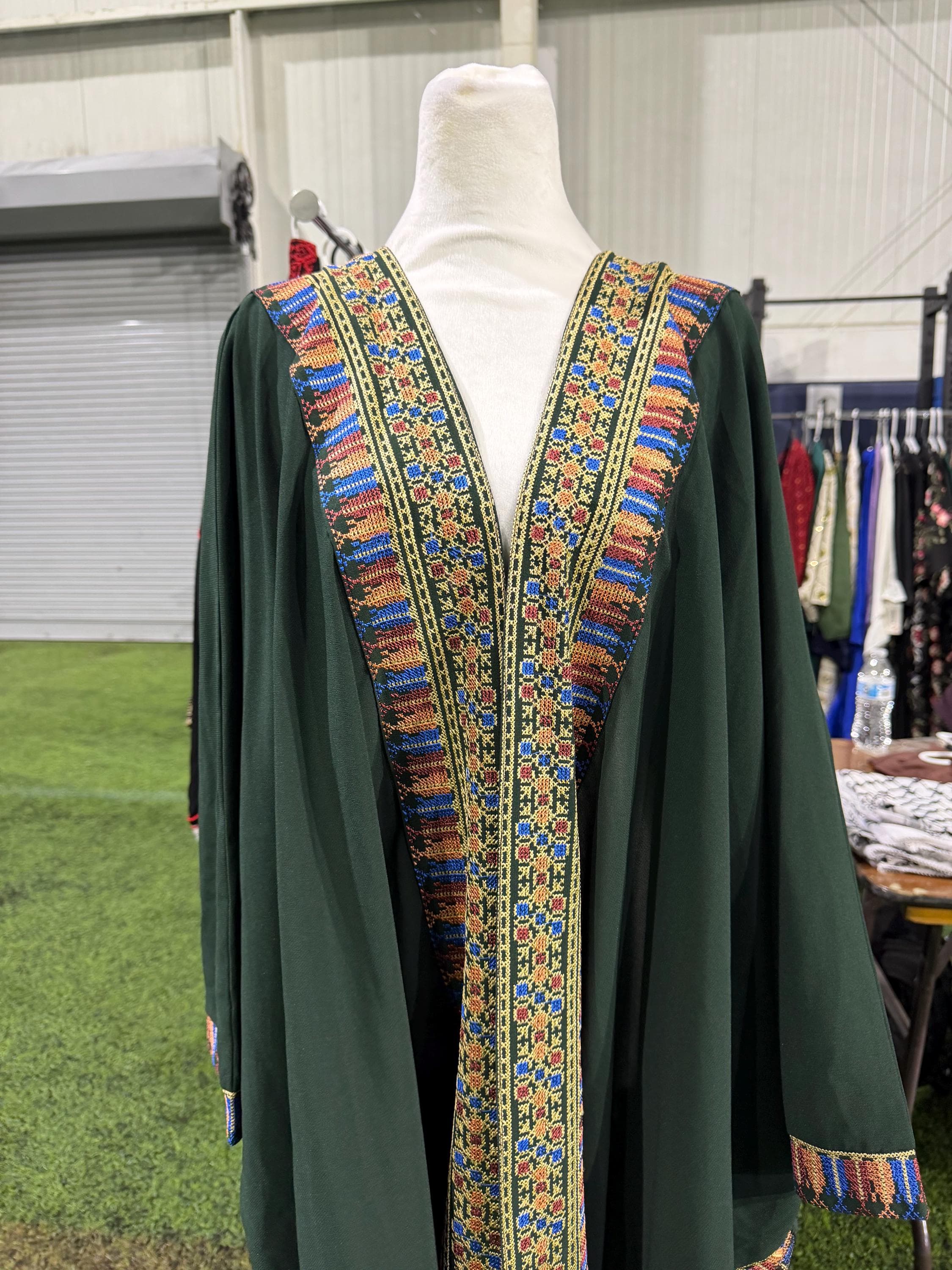 Palestinian Bisht Abaya, Open Tatreez Kaftan, Embroidered Modest Dress - image 3