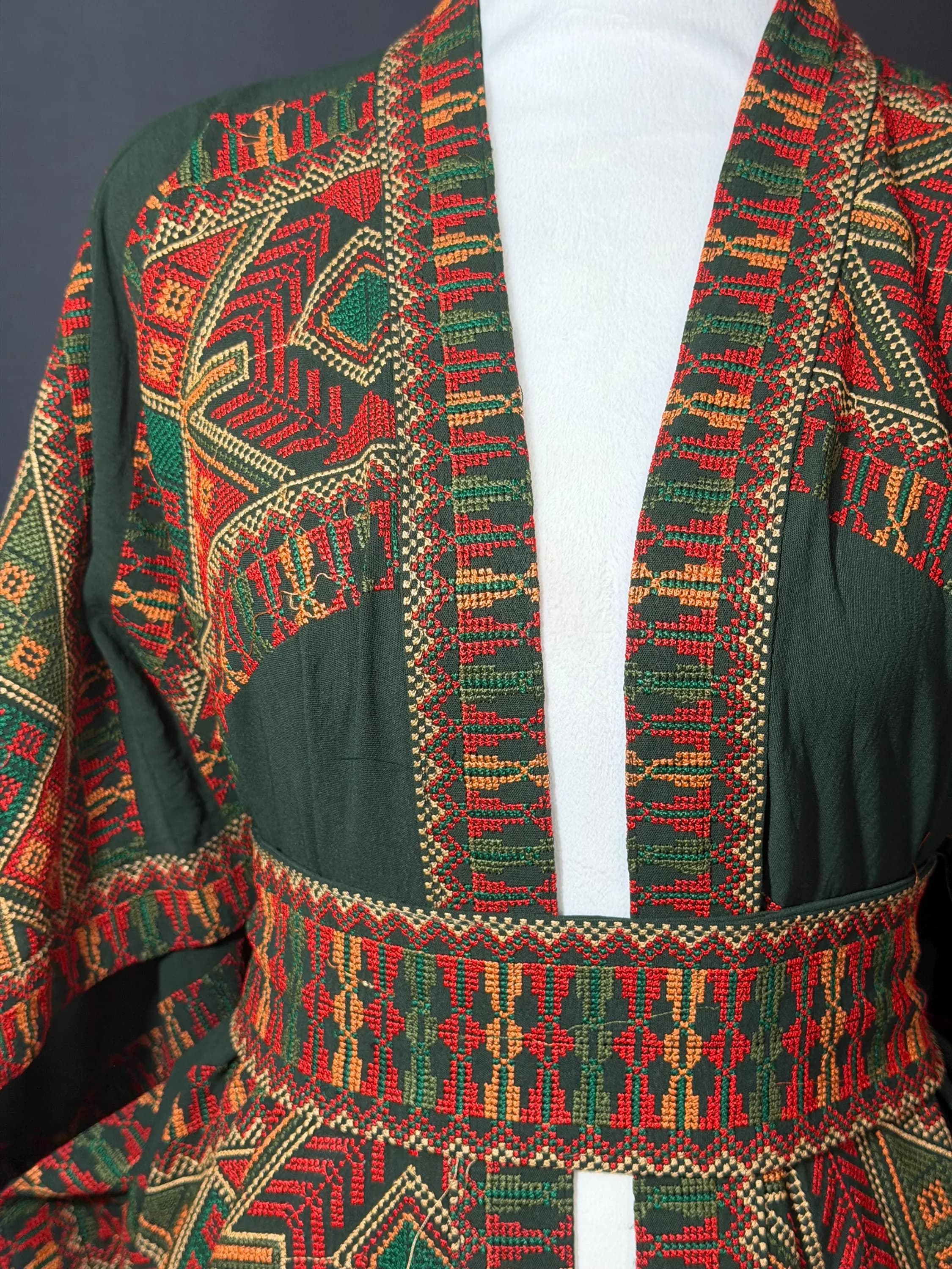 Tatreez Embroidered Bisht Abaya, Palestinian Open Kaftan, Luxury Eid Abaya - image 4