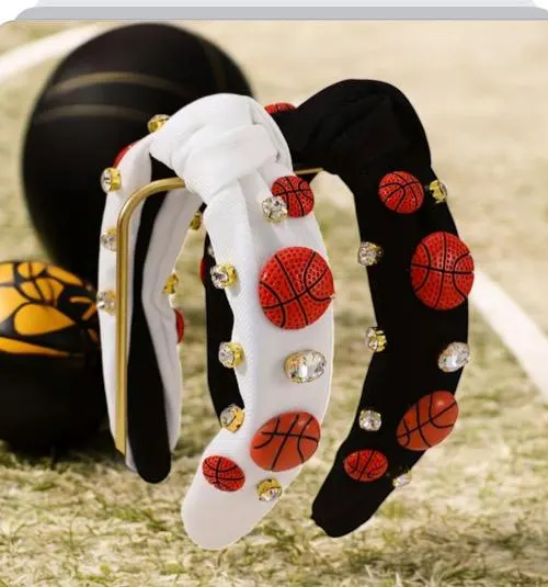 Rhinestone Basketball Headband: Knotted Gameday Hair Accessory - image 3