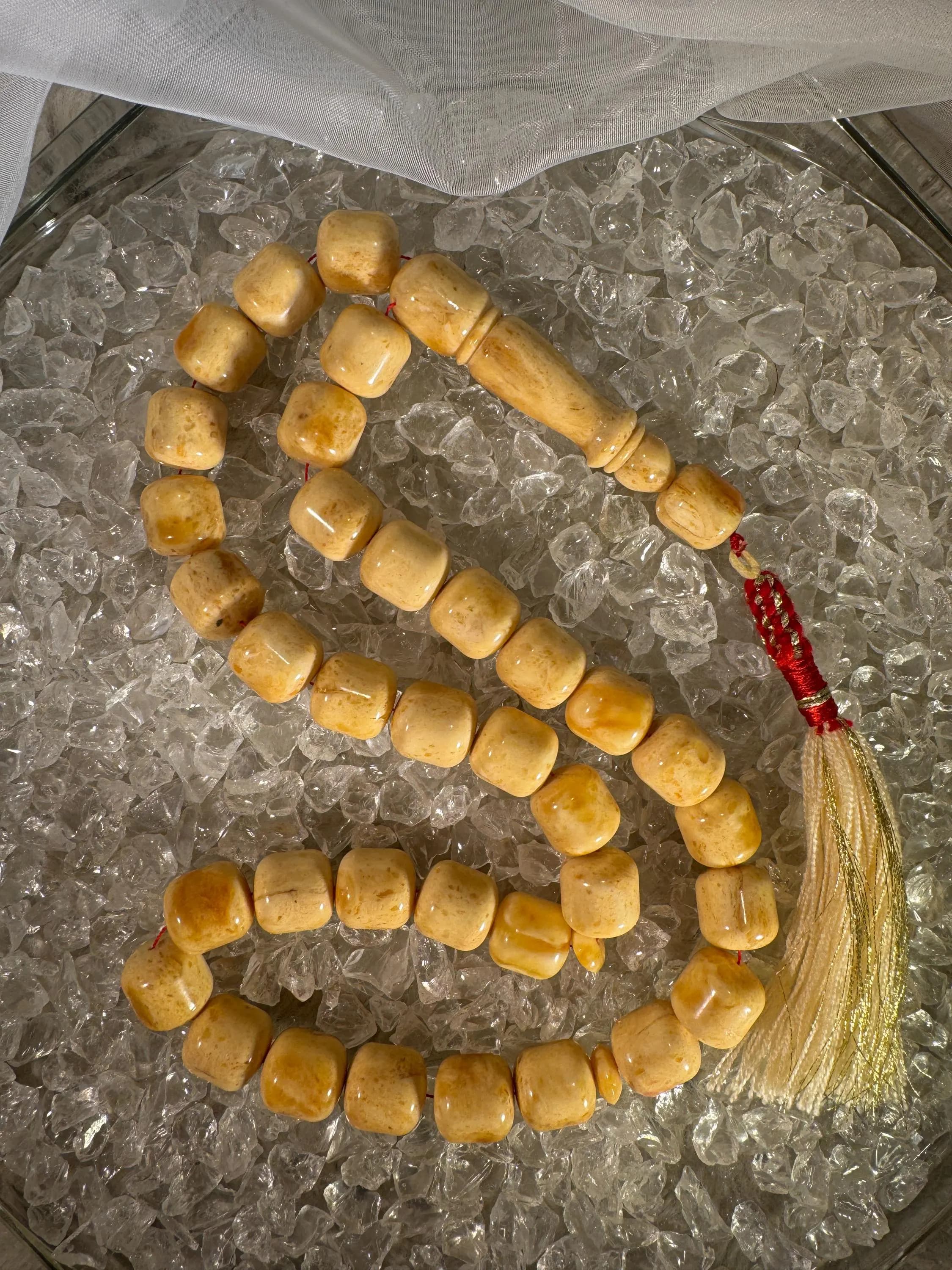 White Tiger Amber Tasbih – Butterscotch Kaliningrad Prayer Beads - image 3