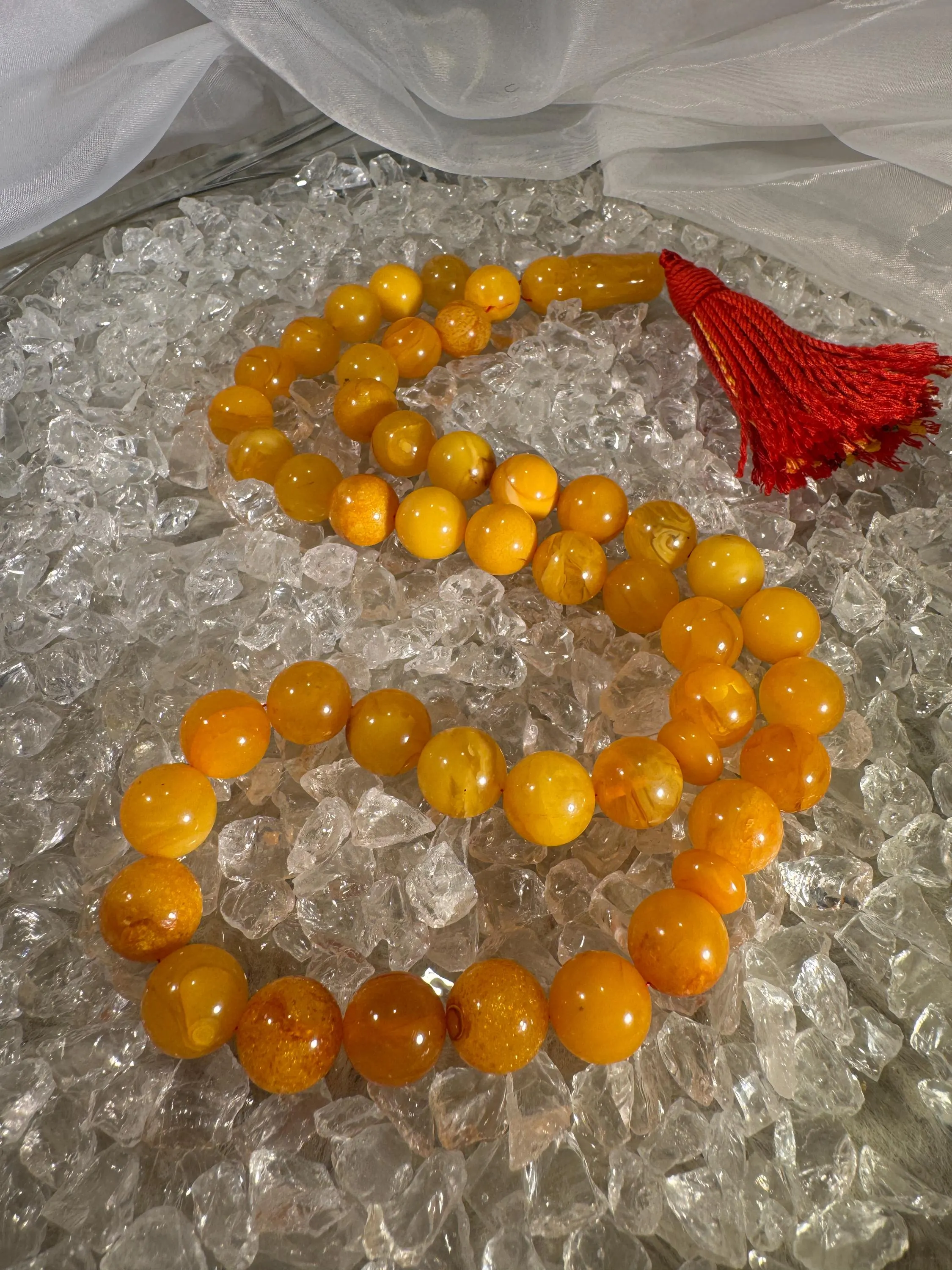 Handmade Polish Amber Islamic Rosary: Round Prayer Beads Misbaha - image 3