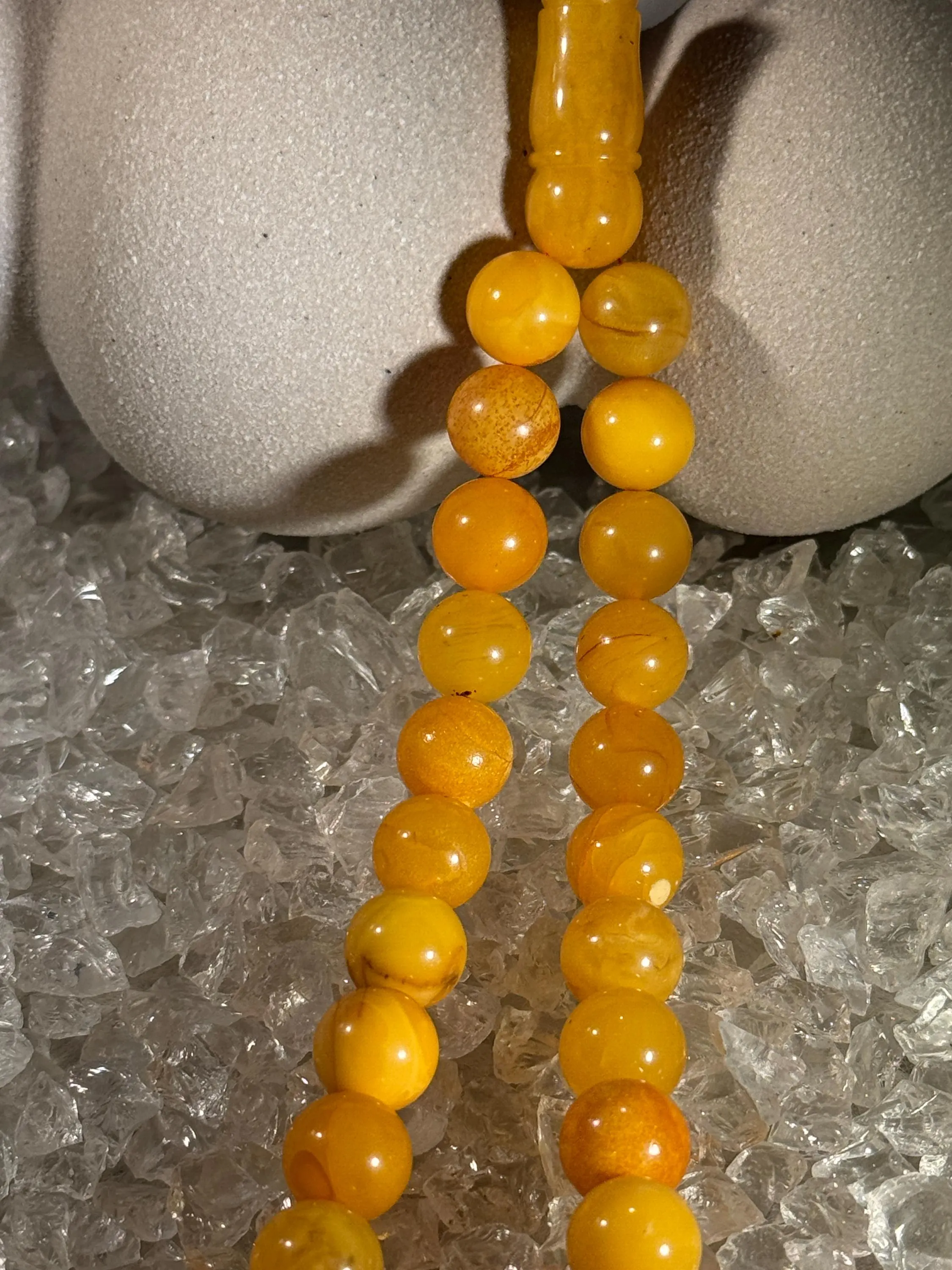 Handmade Polish Amber Islamic Rosary: Round Prayer Beads Misbaha - image 2