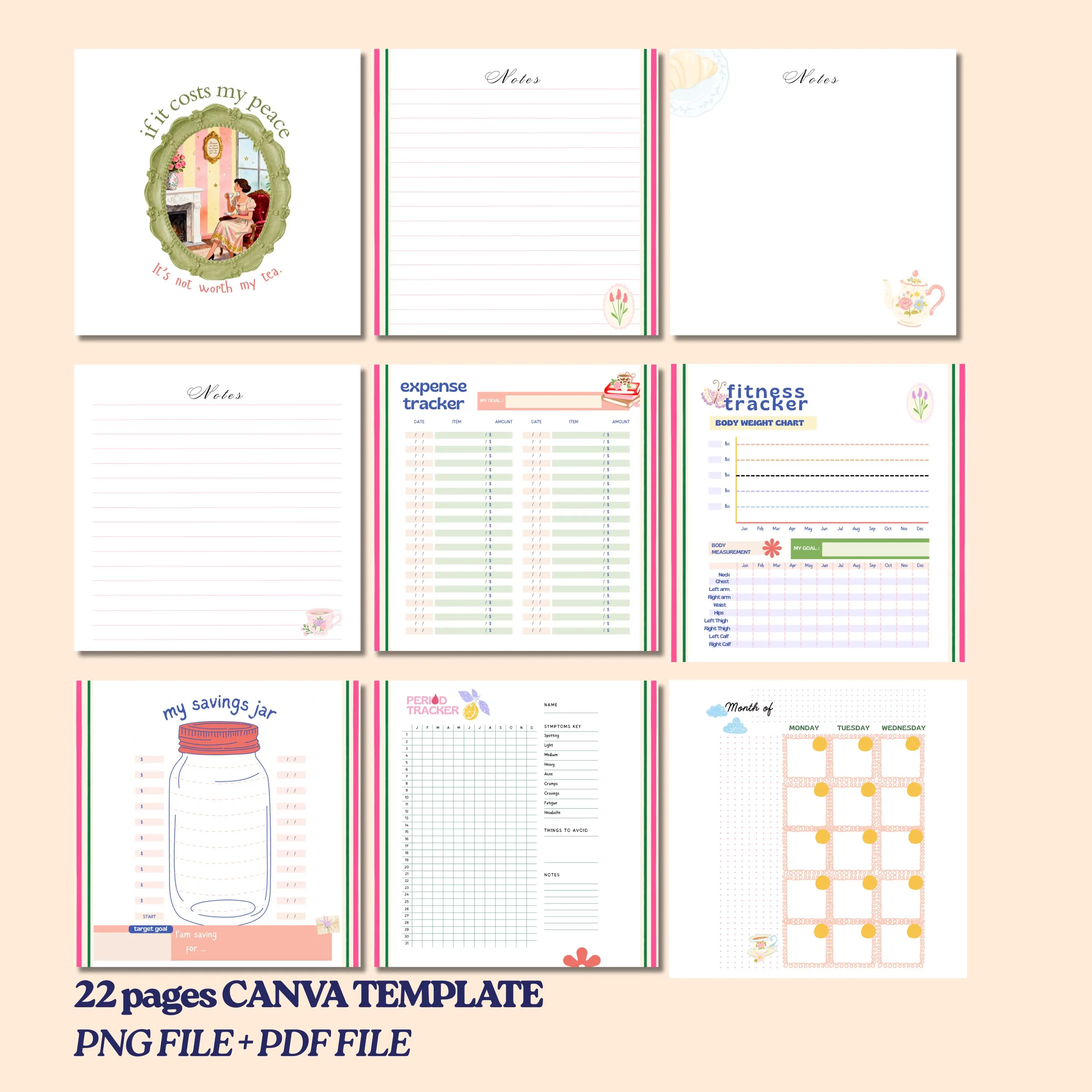 Regency Tea Party Digital Planner: Coquette, Vintage Style (Digital Download) - image 4