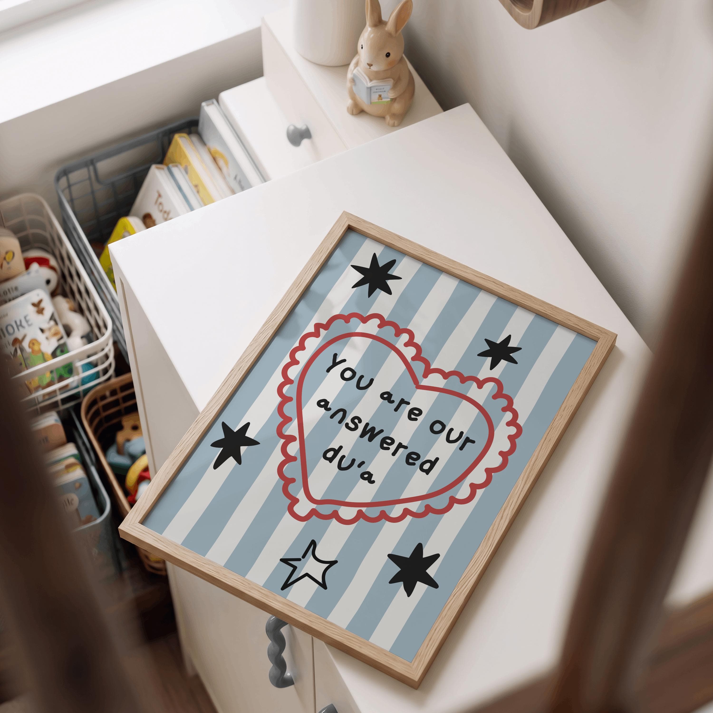 Islamic Nursery Wall Art, Muslim Baby Gift, Dua Heartfelt Quote, Retro Kids Room Decor - image 2