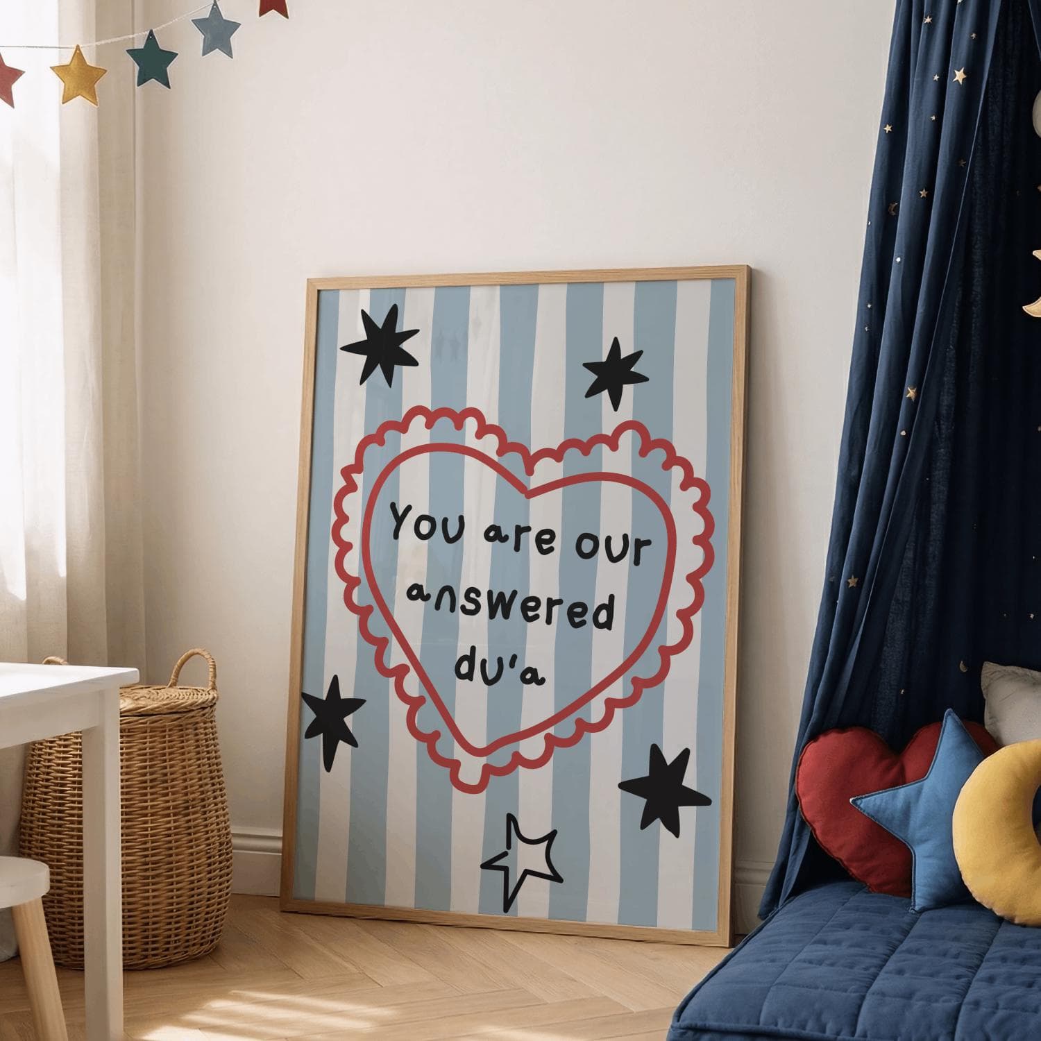 Islamic Nursery Wall Art, Muslim Baby Gift, Dua Heartfelt Quote, Retro Kids Room Decor - image 3