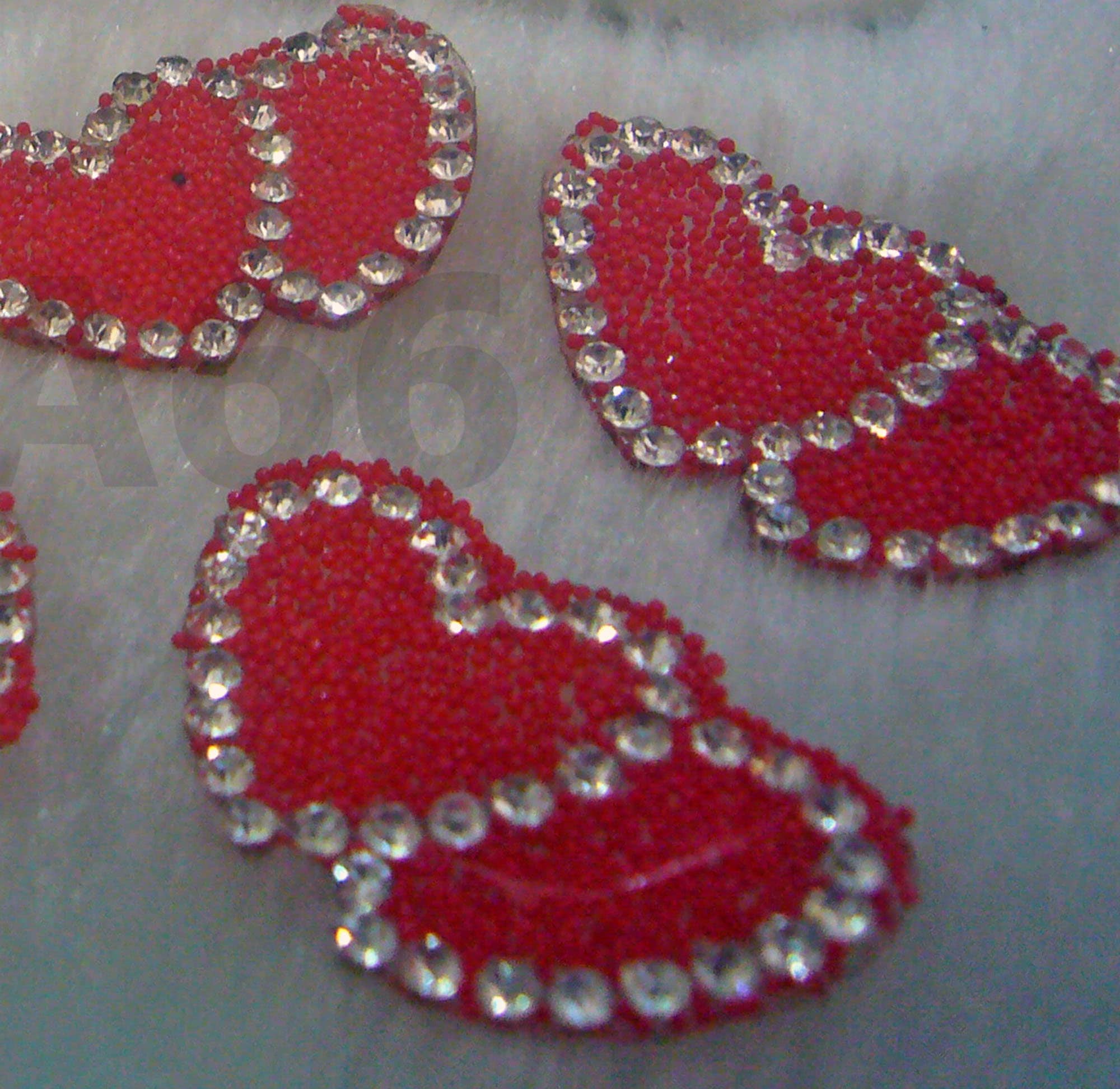 Bling Chilly Red Diamond Rhinestone Double Heart Iron On Patch Applique Motif Heat Transfer Decals Stickers Costume Embellishment Sewing K77 - image 4