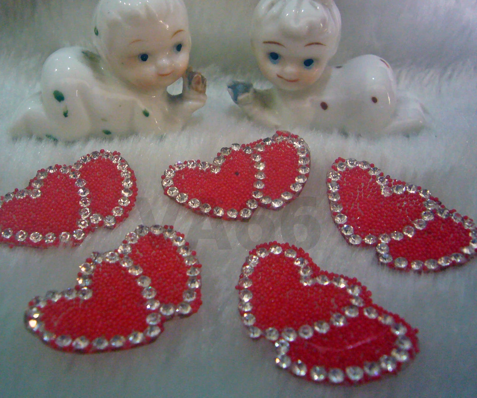 Bling Chilly Red Diamond Rhinestone Double Heart Iron On Patch Applique Motif Heat Transfer Decals Stickers Costume Embellishment Sewing K77 - image 5