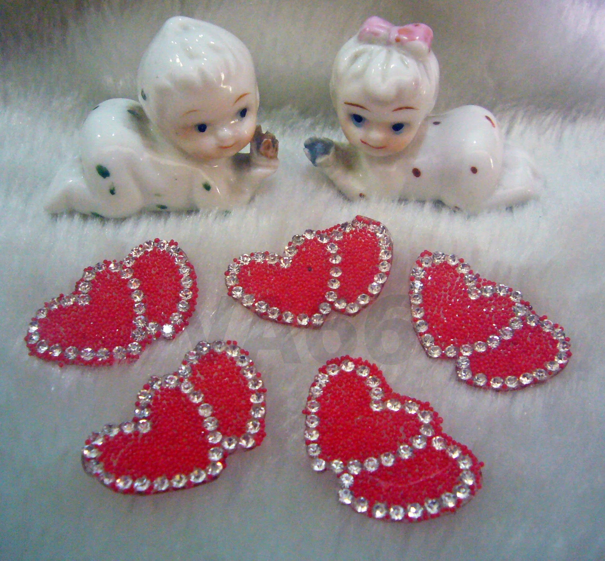 Bling Chilly Red Diamond Rhinestone Double Heart Iron On Patch Applique Motif Heat Transfer Decals Stickers Costume Embellishment Sewing K77 - image 3