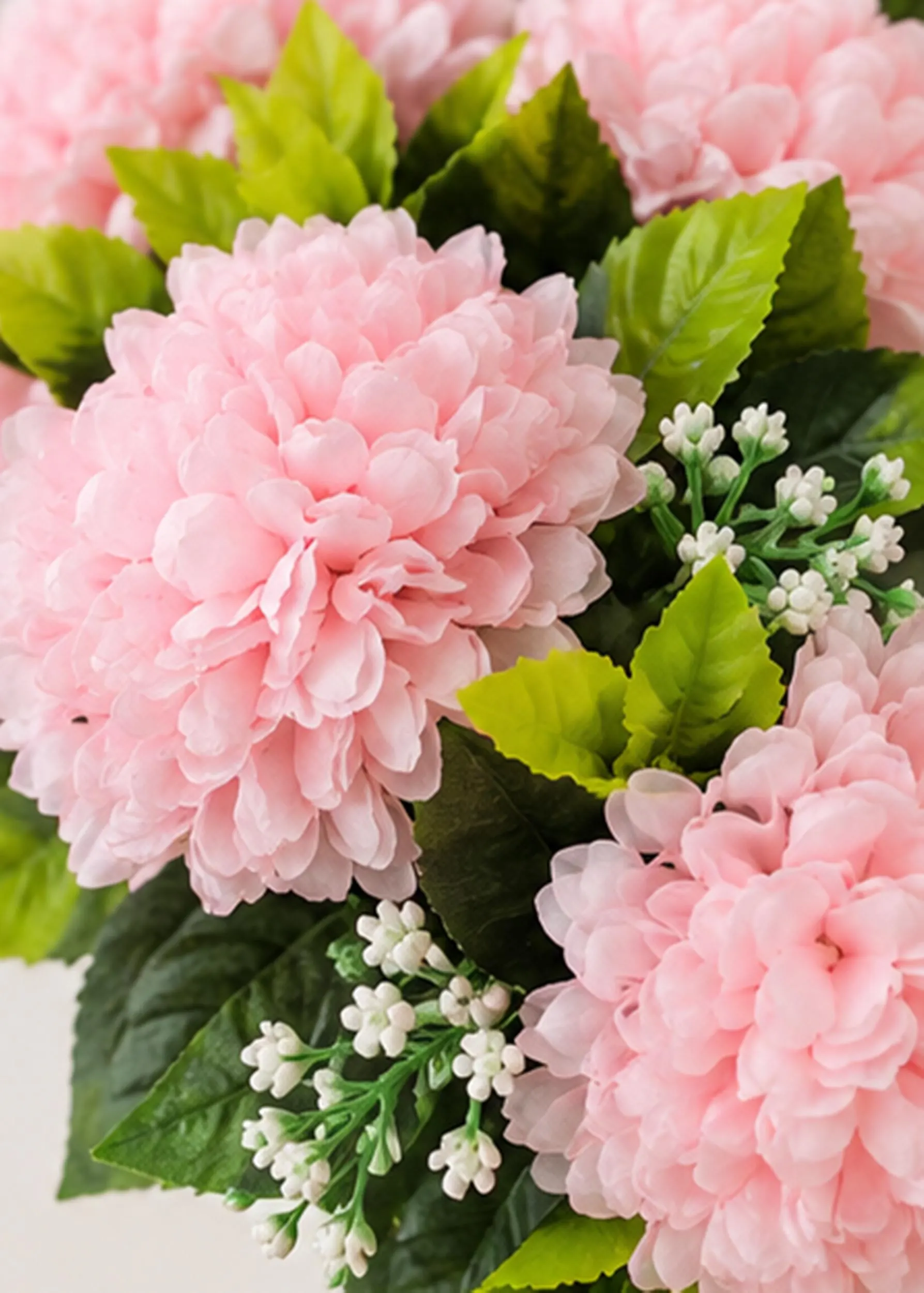 Pink Artificial Chrysanthemum Flower Bouquet, Fake Coral Peach White Floral Arrangement, Wedding Home Decor - image 4