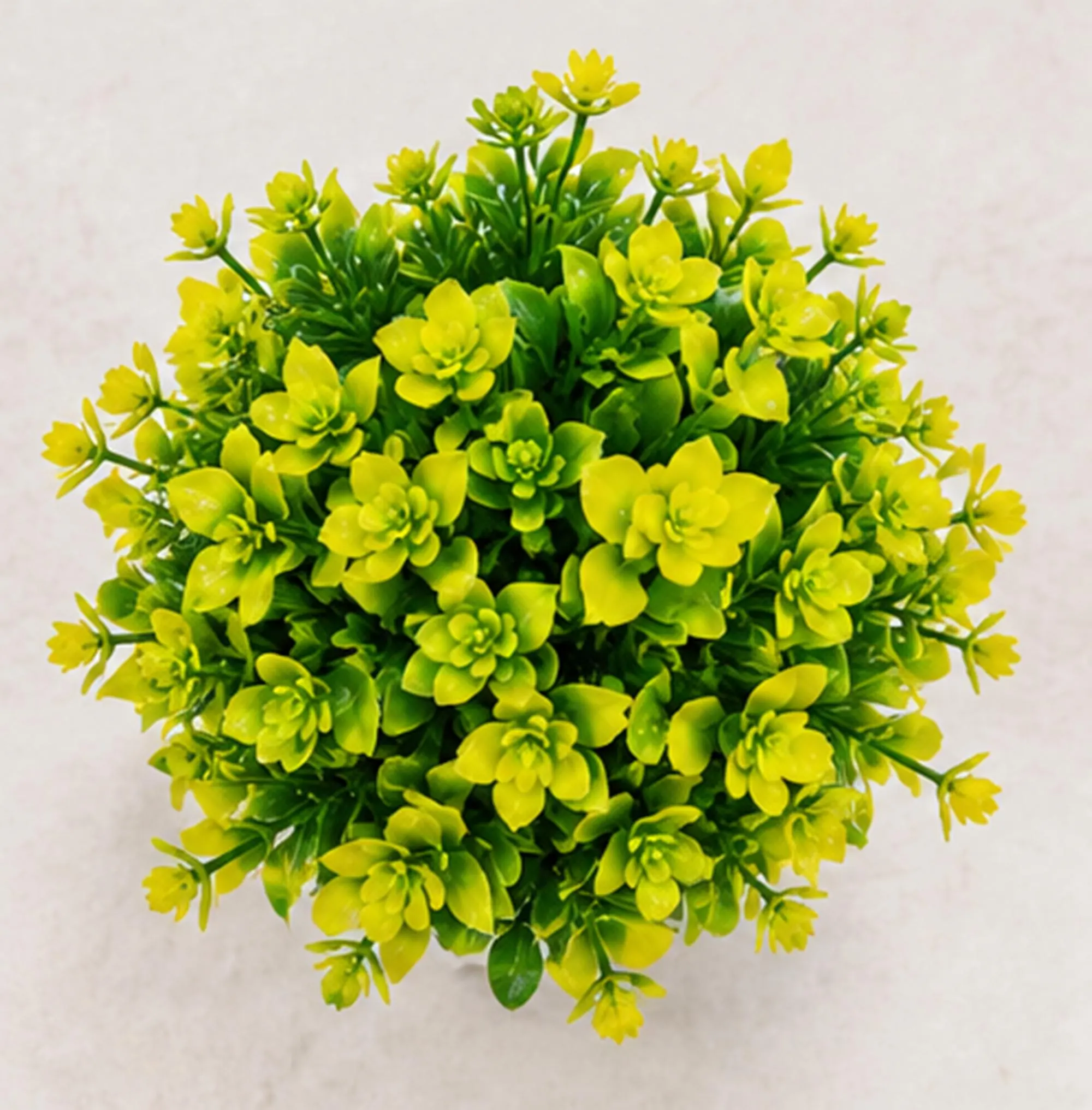 Green & Yellow Small Potted Plants, Artificial Mini Tropical Foliage in White Pots - image 3