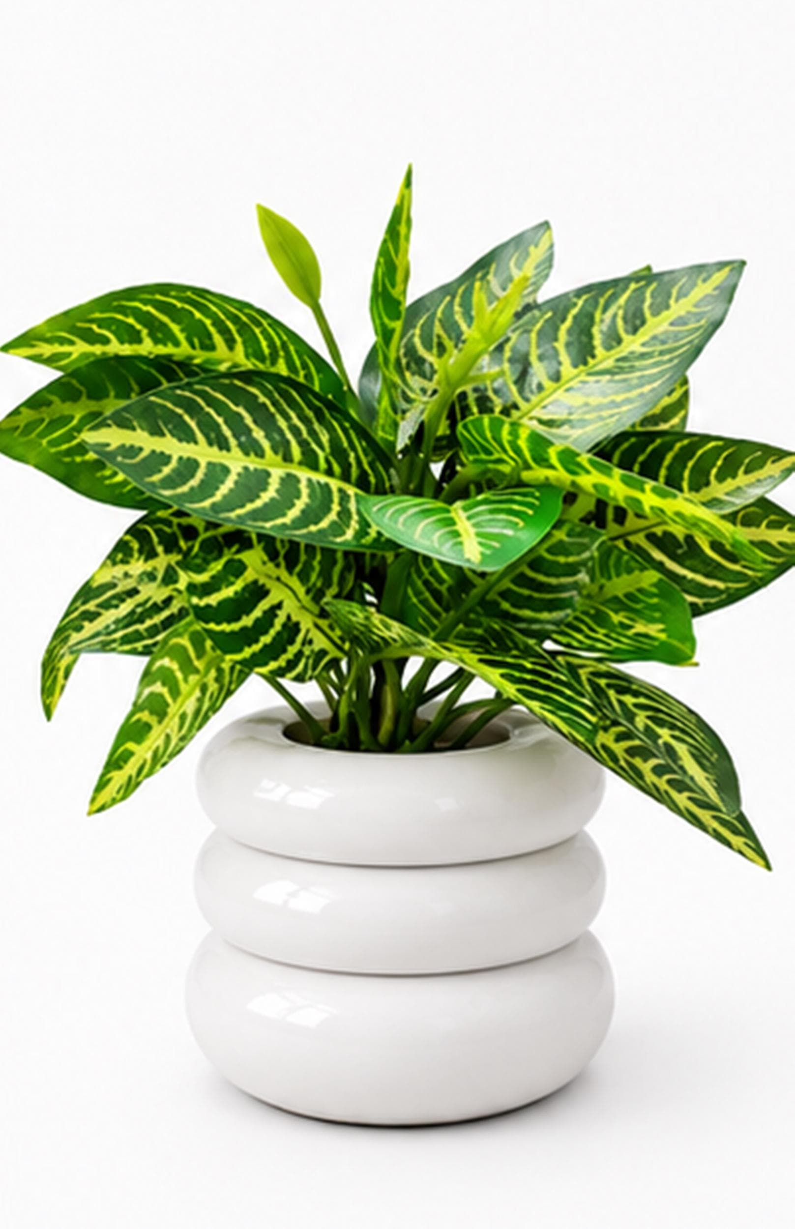 Small Potted Plants, Artificial Mini Tropical Foliage in White Pots - image 3