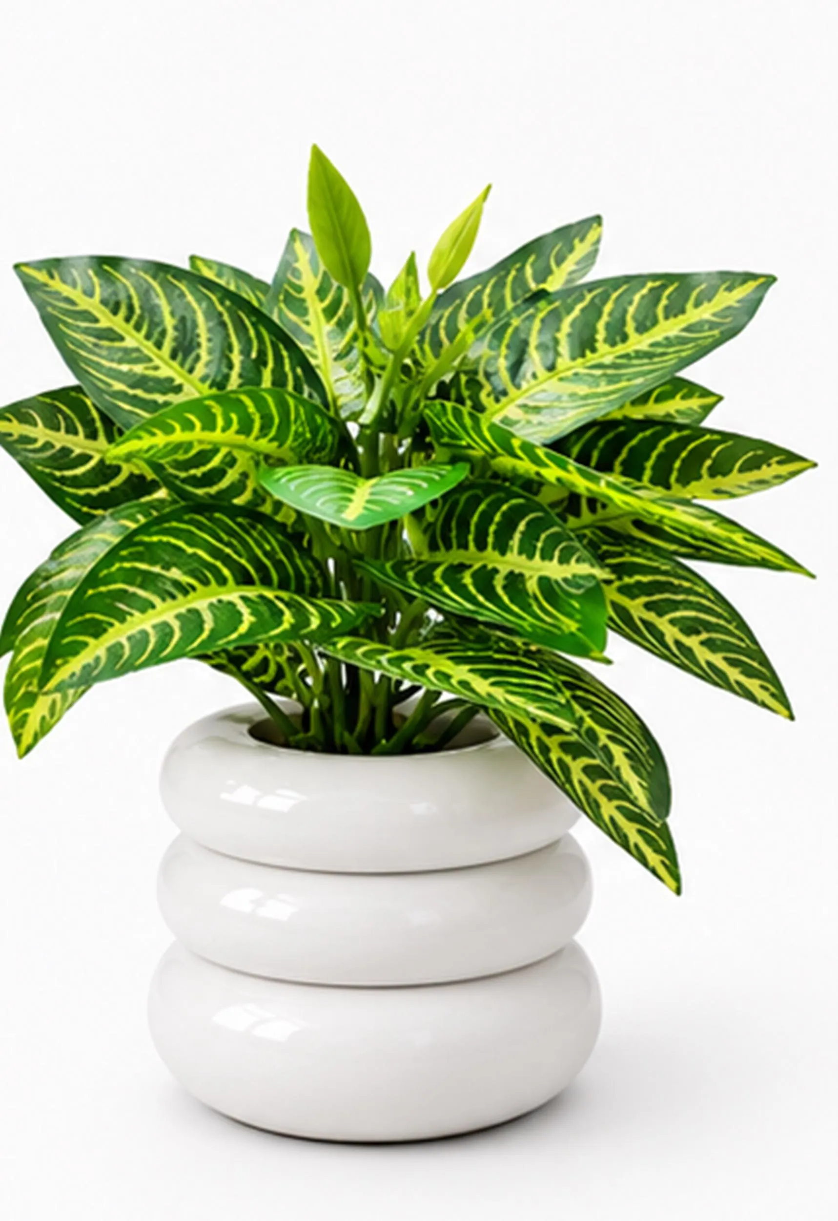 Small Potted Plants, Artificial Mini Tropical Foliage in White Pots - image 4