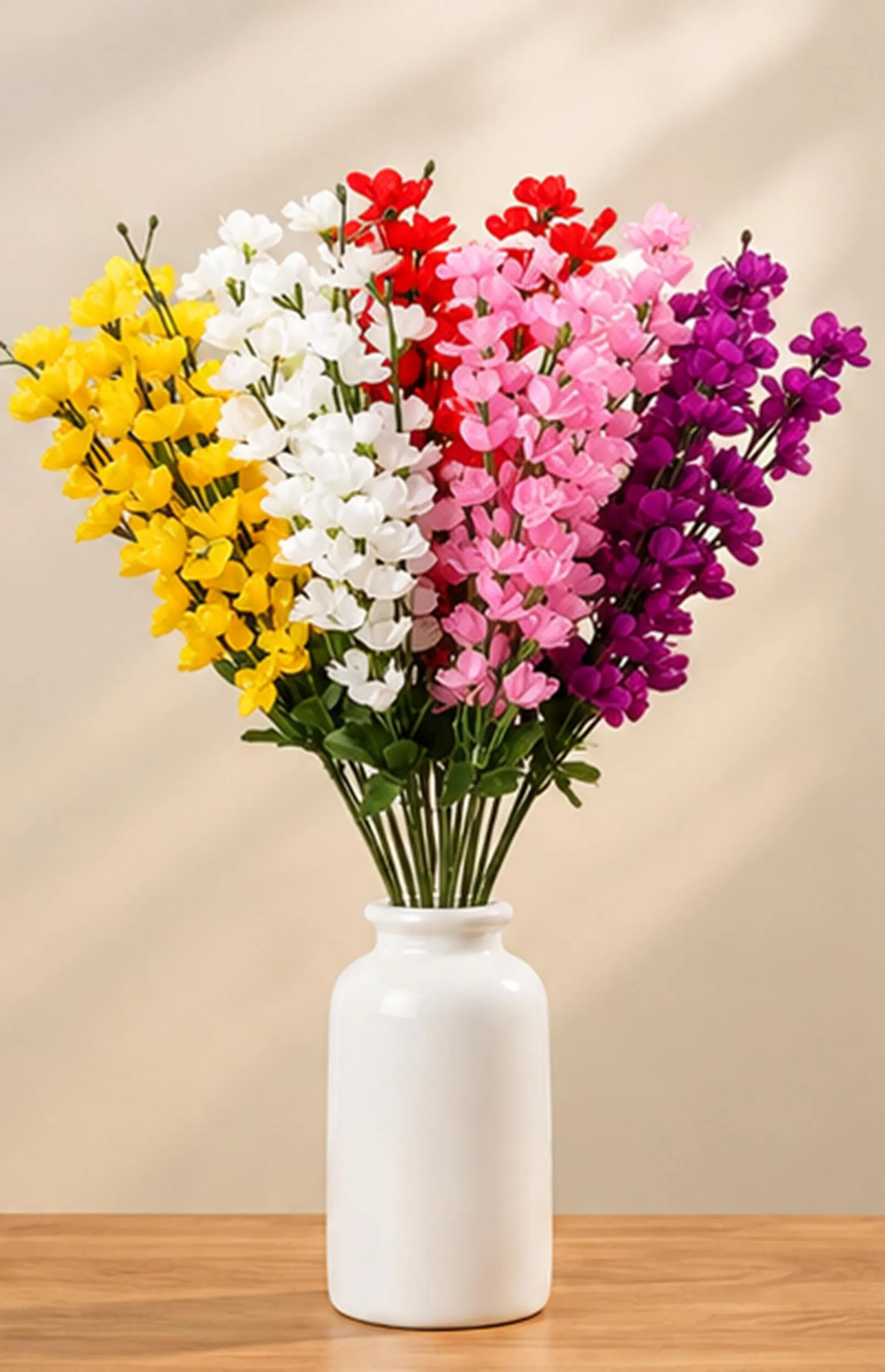 4 Stick Artificial Wildflower Bouquet, Colorful Mixed Flowers Without Vase, Silk Flower Arrangement - image 3