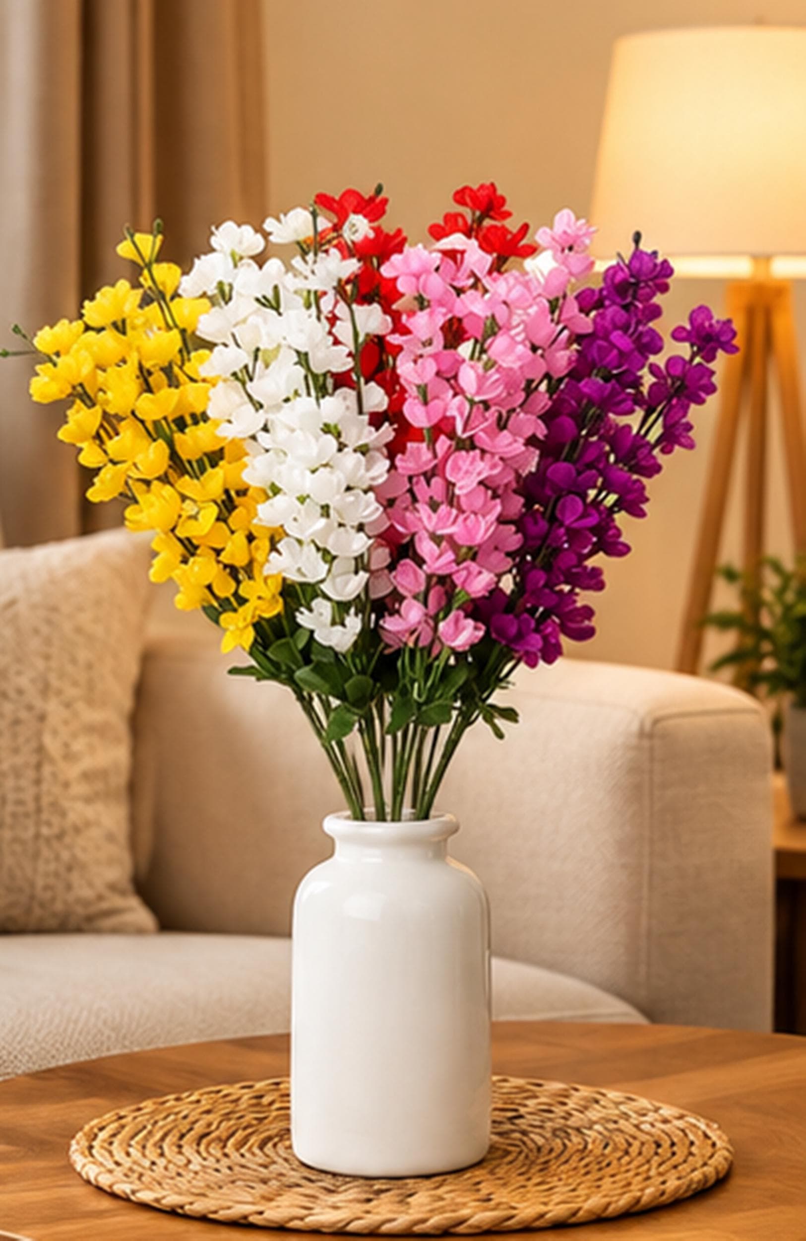 4 Stick Artificial Wildflower Bouquet, Colorful Mixed Flowers Without Vase, Silk Flower Arrangement - image 4