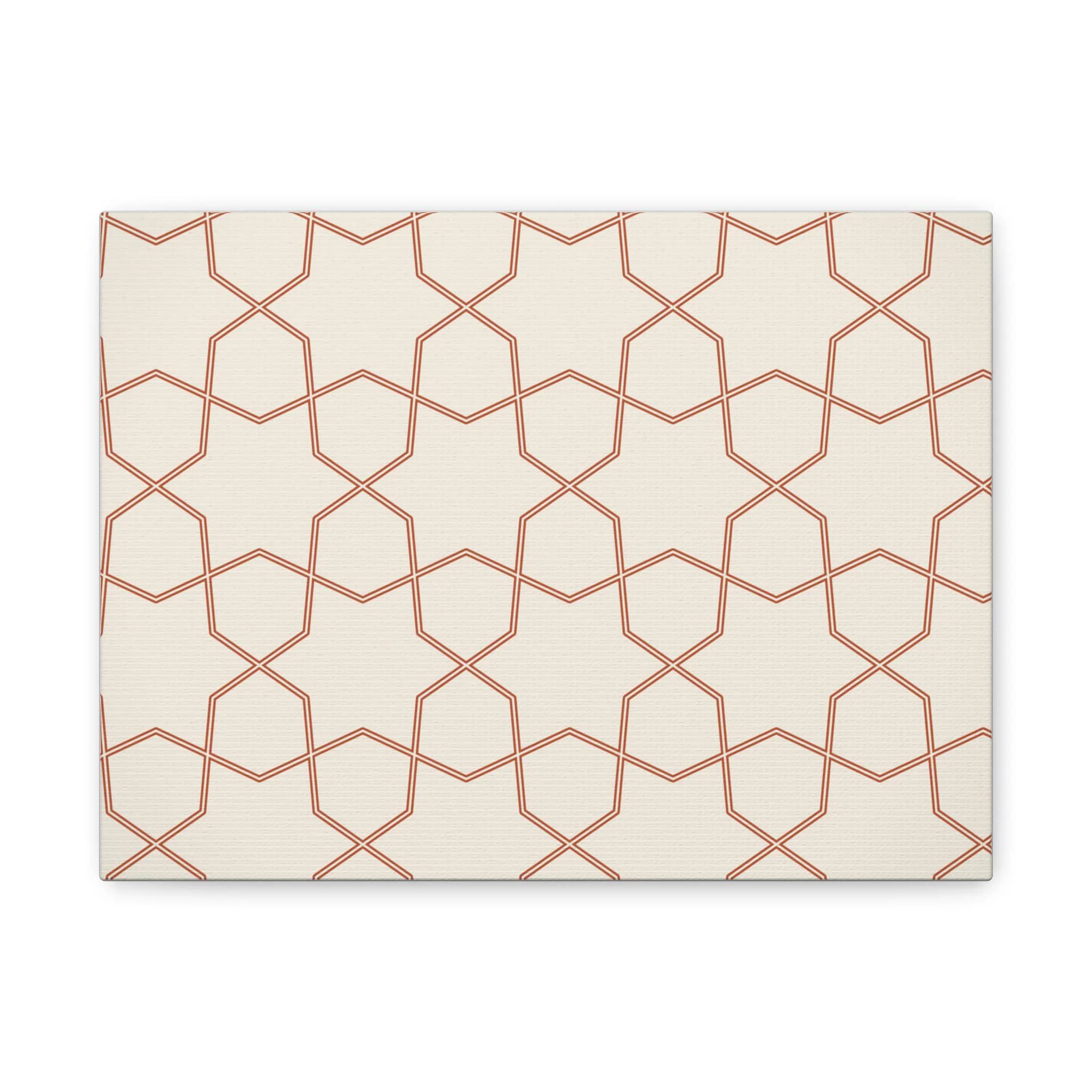 Islamic Geometric Canvas Wall Art, Terracotta and Cream Star Pattern, Neutral Muslim Home Decor, Ramadan Gift