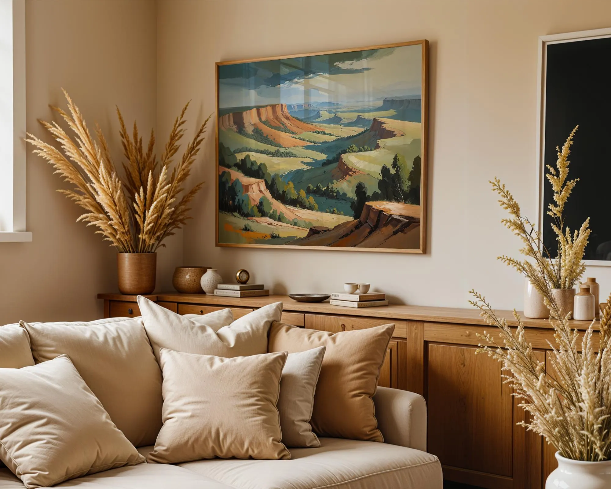 Central India Hills – Cinematic Oil Style Print Wall Art | Home Art (Digital Download)