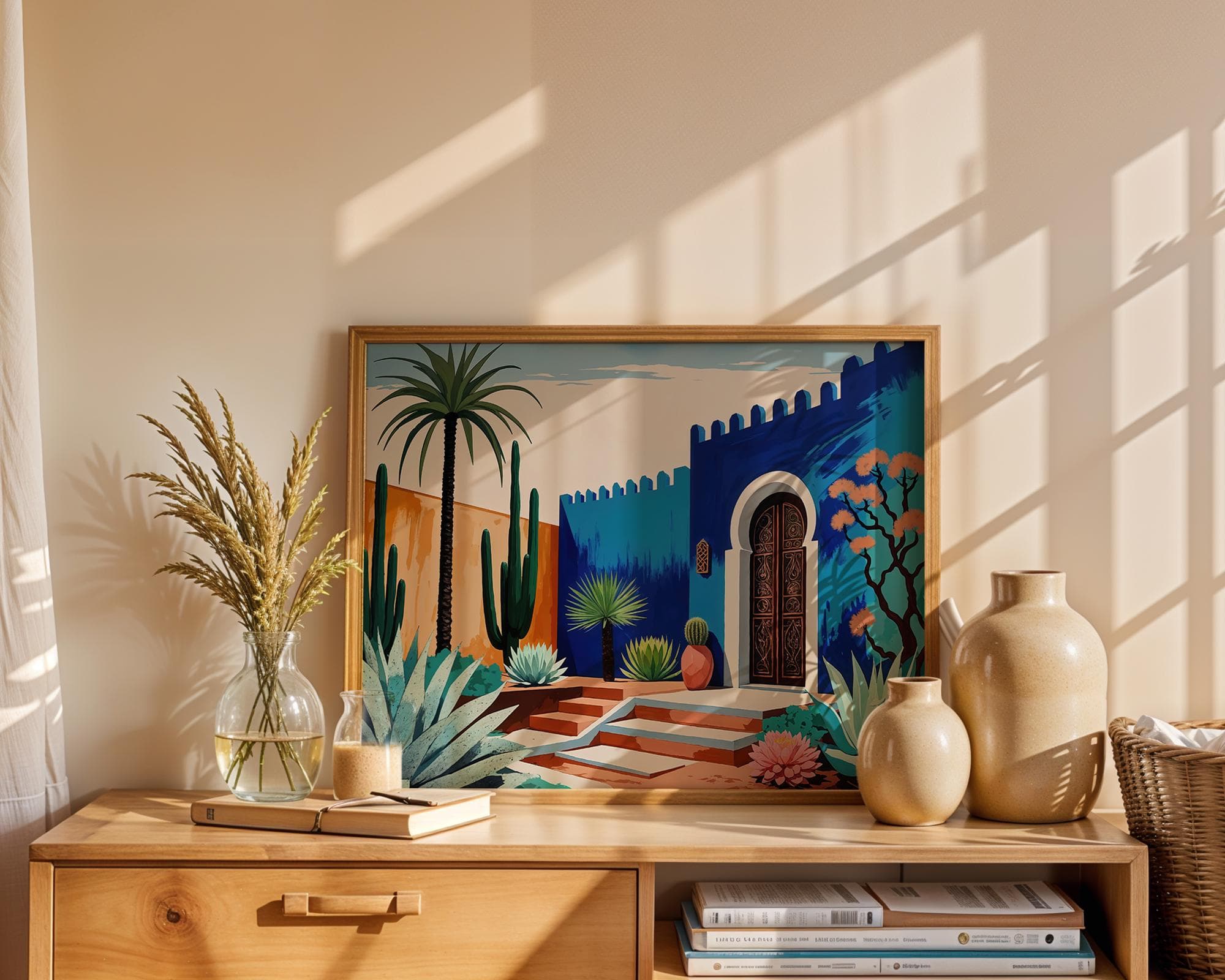 Moroccan Majorelle Courtyard Print | Moroccan Architecture | City Art Print| Instant Download and Printable
