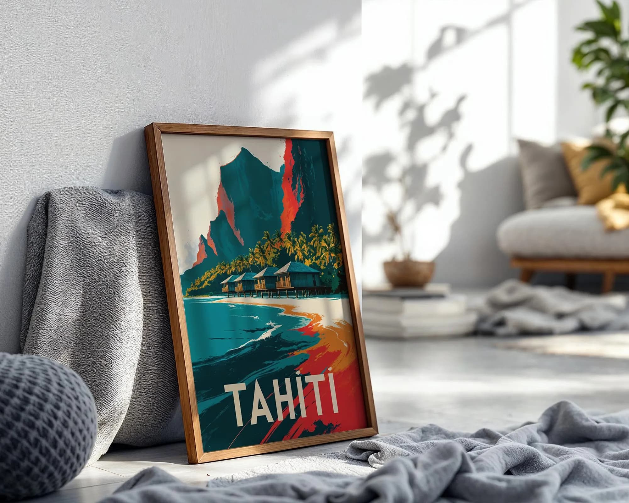 Tahiti Wall Art – Vintage Abstract Travel Poster | Travel Wall Art| Instant printable