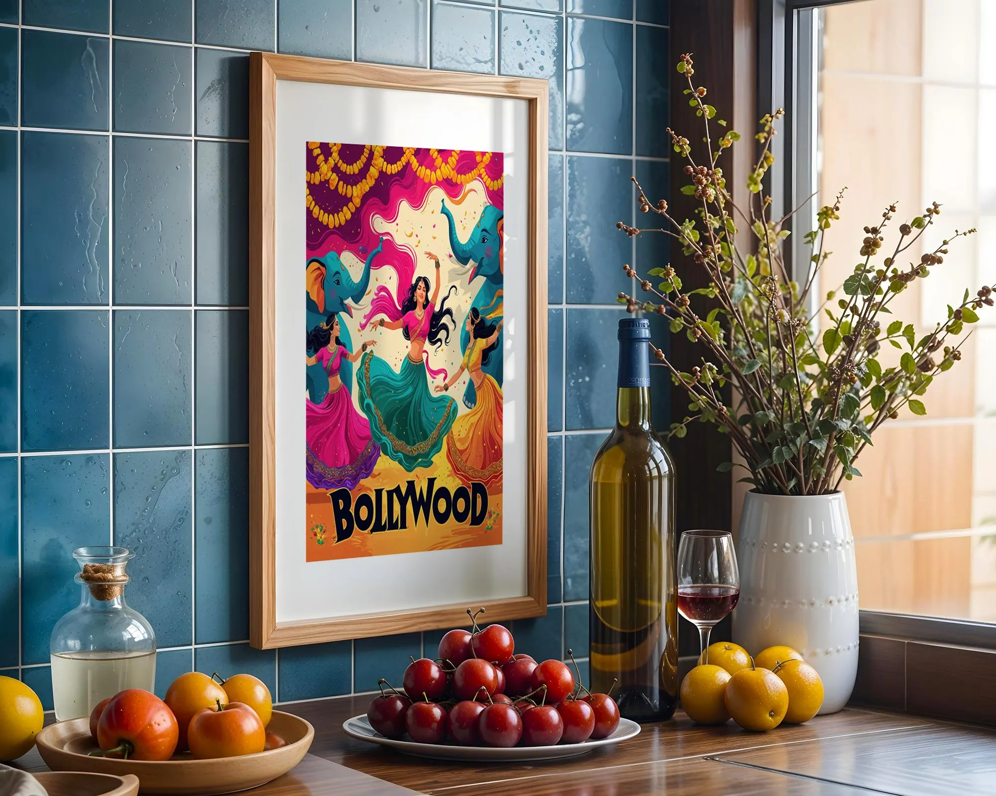 Whimsical Bollywood Art | Colorful Indian Dance Poster | Indian Cinema Print | Instant printable