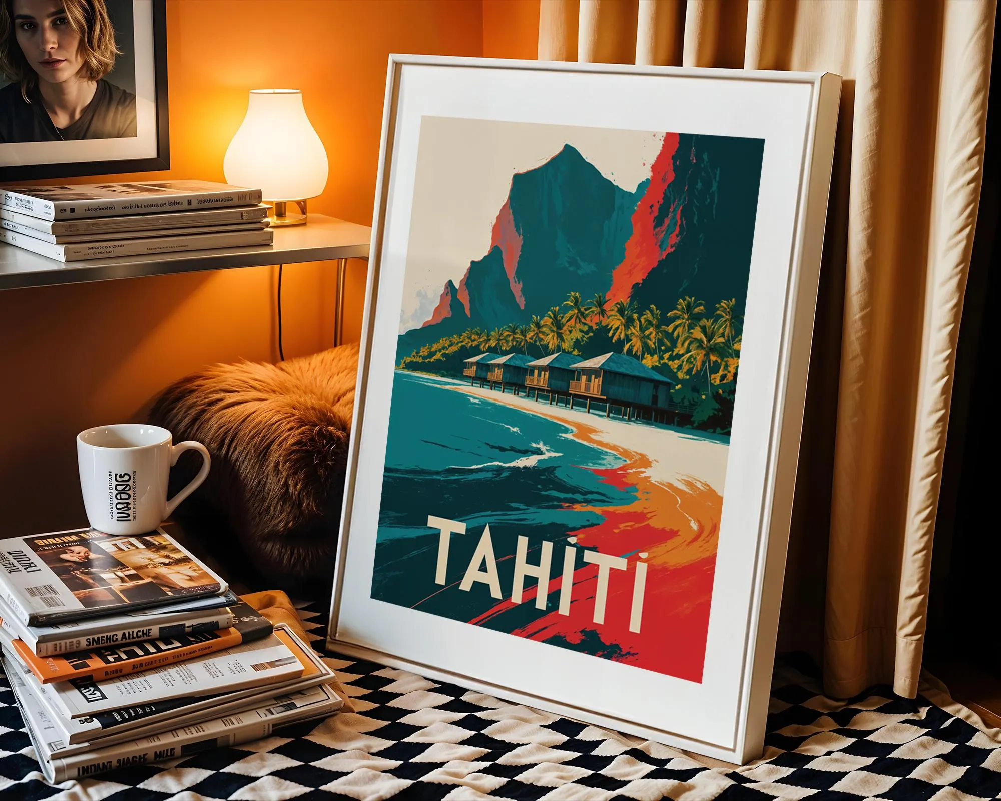 Tahiti Wall Art – Vintage Abstract Travel Poster | Travel Wall Art| Instant printable