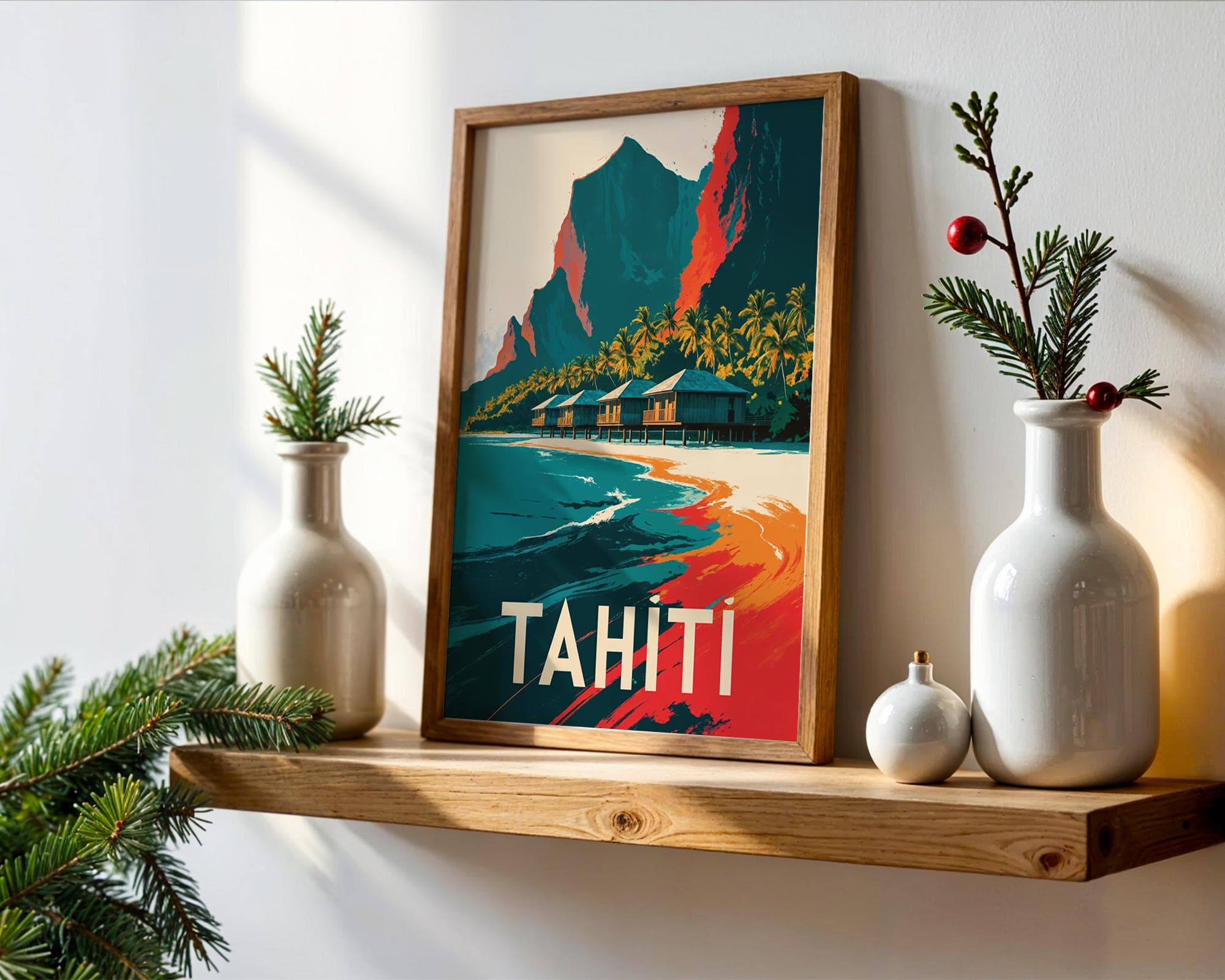 Tahiti Wall Art – Vintage Abstract Travel Poster | Travel Wall Art| Instant printable