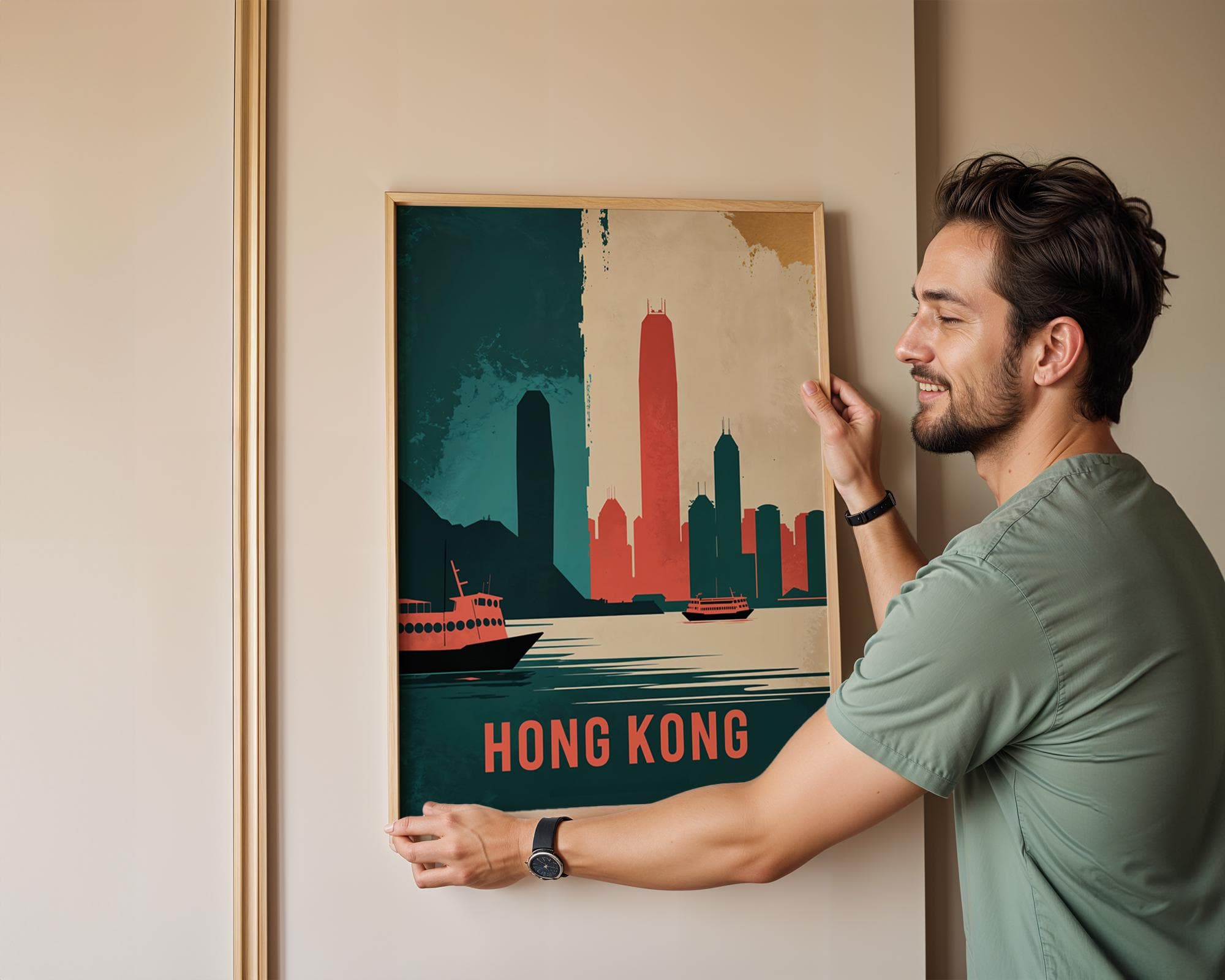 Travel Poster | Wall Art | Hong Kong Minimalist Travel Poster | Instant printable