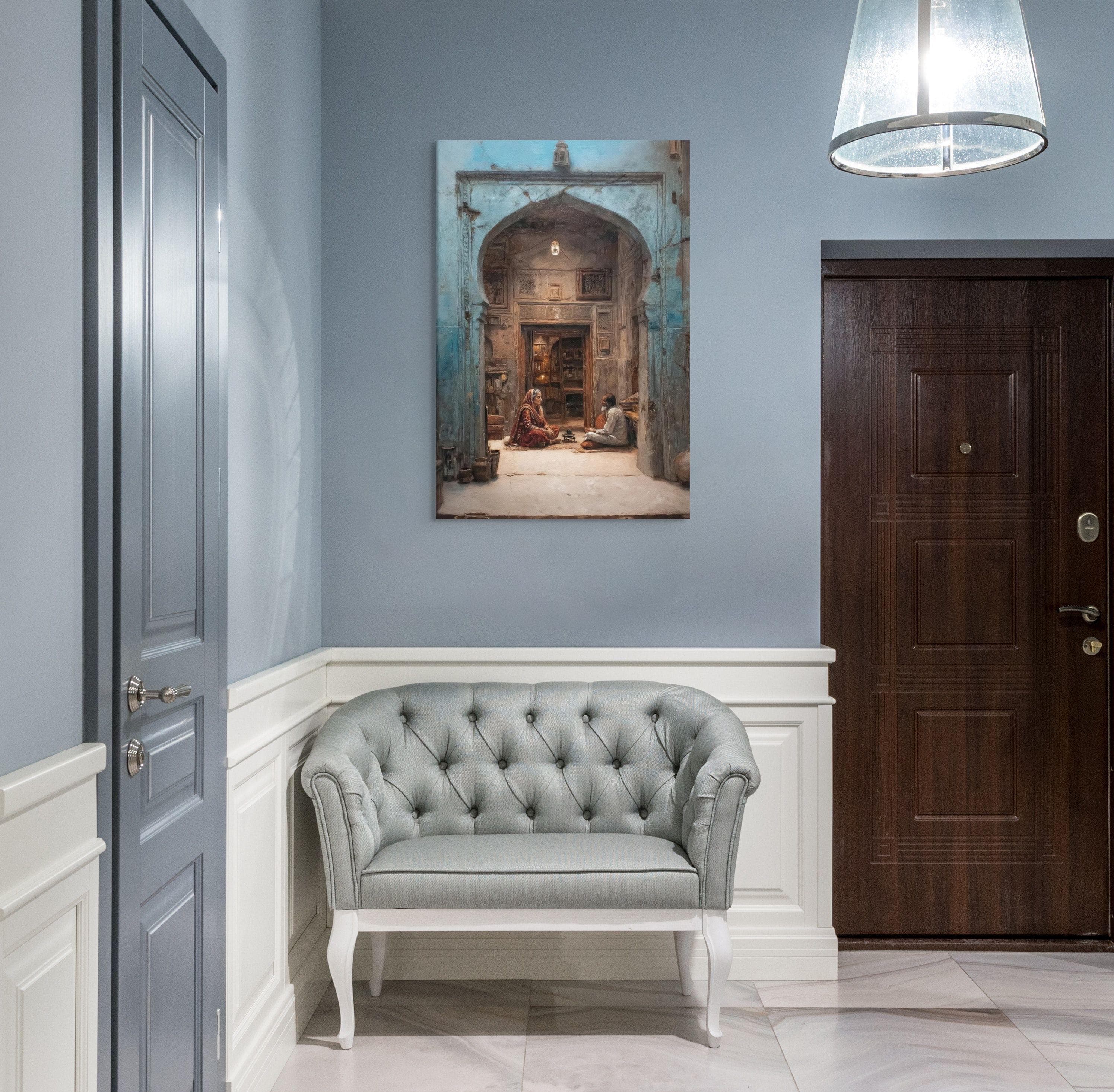 Blue Haveli Canvas Print: Mughal Courtyard, Indian Home Decor - image 5