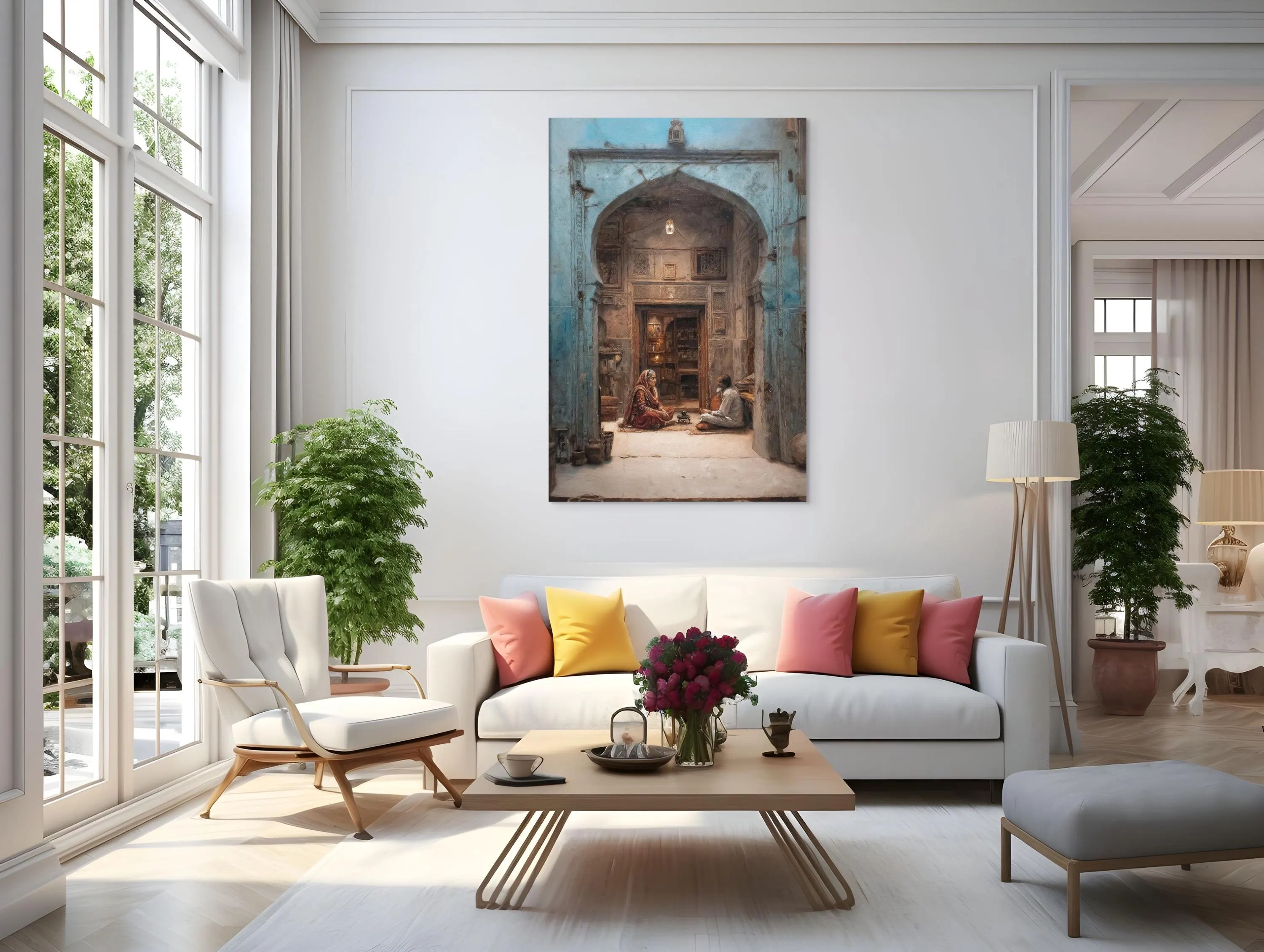 Blue Haveli Canvas Print: Mughal Courtyard, Indian Home Decor - image 2