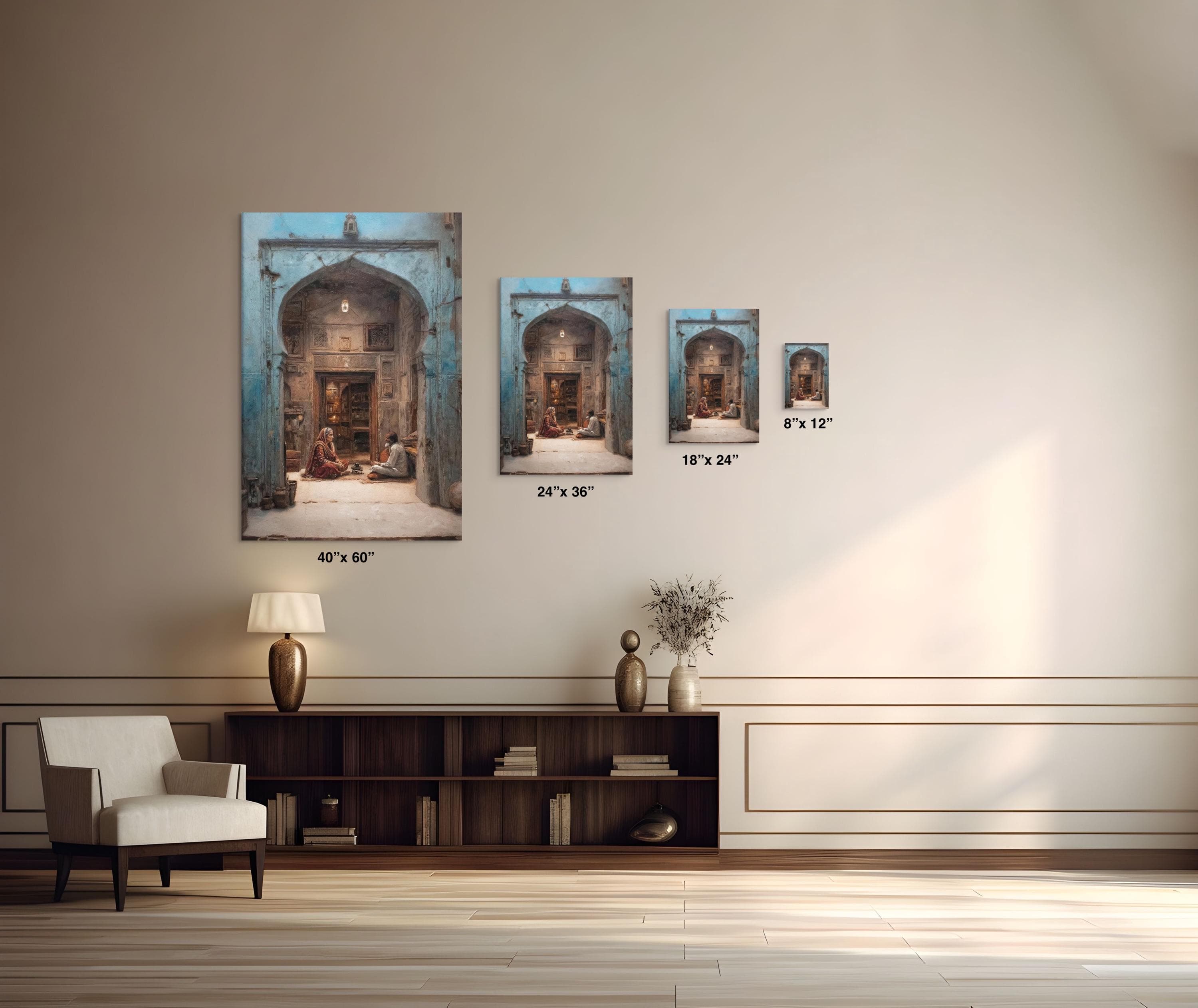 Blue Haveli Canvas Print: Mughal Courtyard, Indian Home Decor - image 3