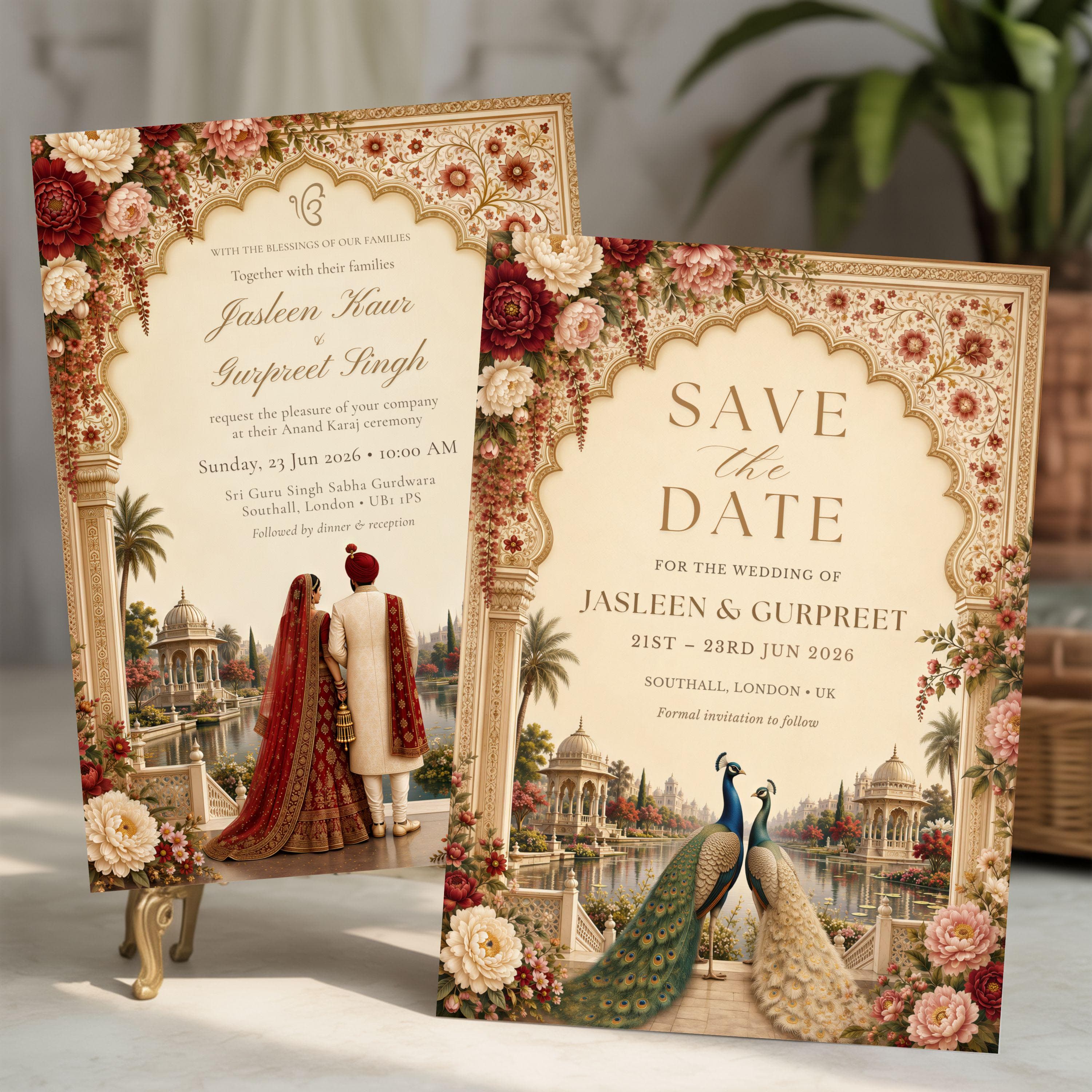 Sikh Wedding Invitation Set, Anand Karaj, Save the Date, Mehndi, Jago Night, Reception, Canva Template - image 3