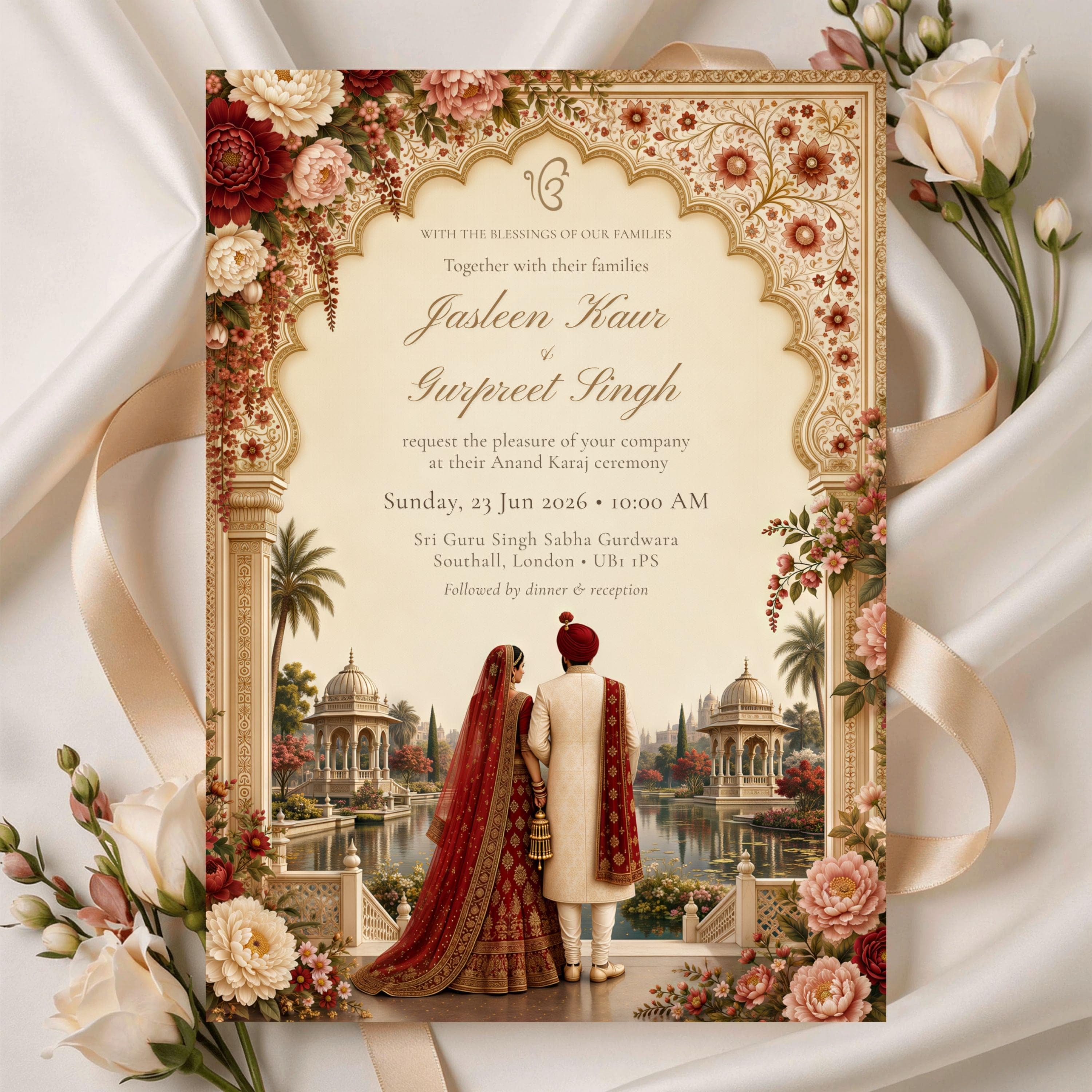Sikh Wedding Invitation Set, Anand Karaj, Save the Date, Mehndi, Jago Night, Reception, Canva Template - image 2