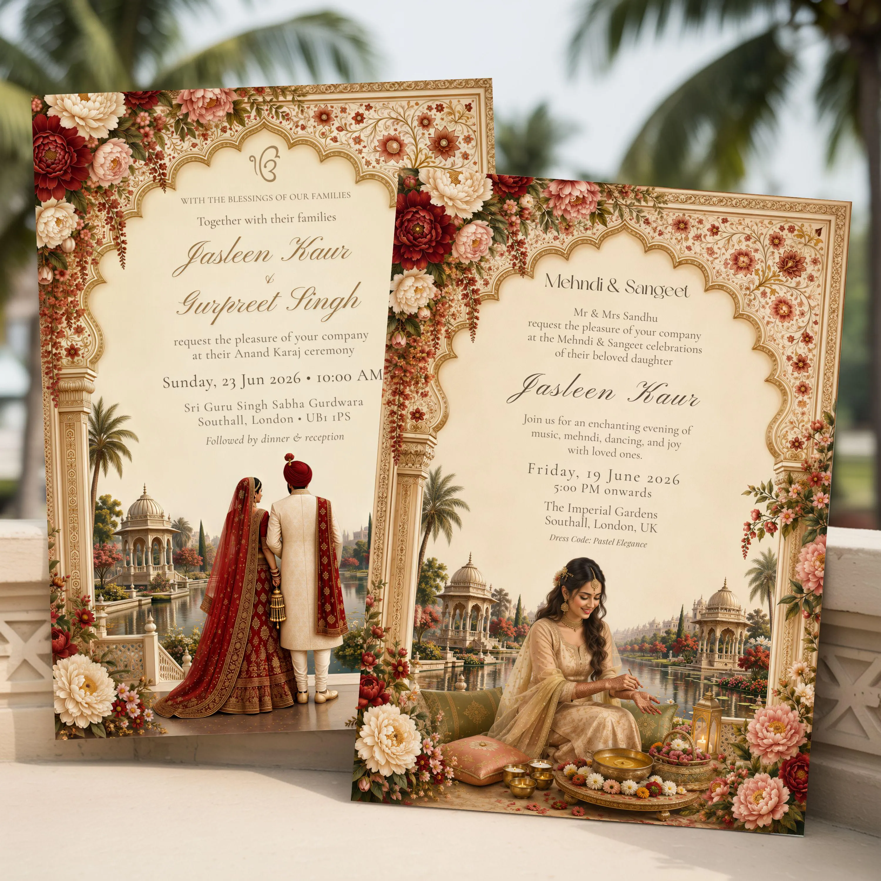 Sikh Wedding Invitation Set, Anand Karaj, Save the Date, Mehndi, Jago Night, Reception, Canva Template - image 4