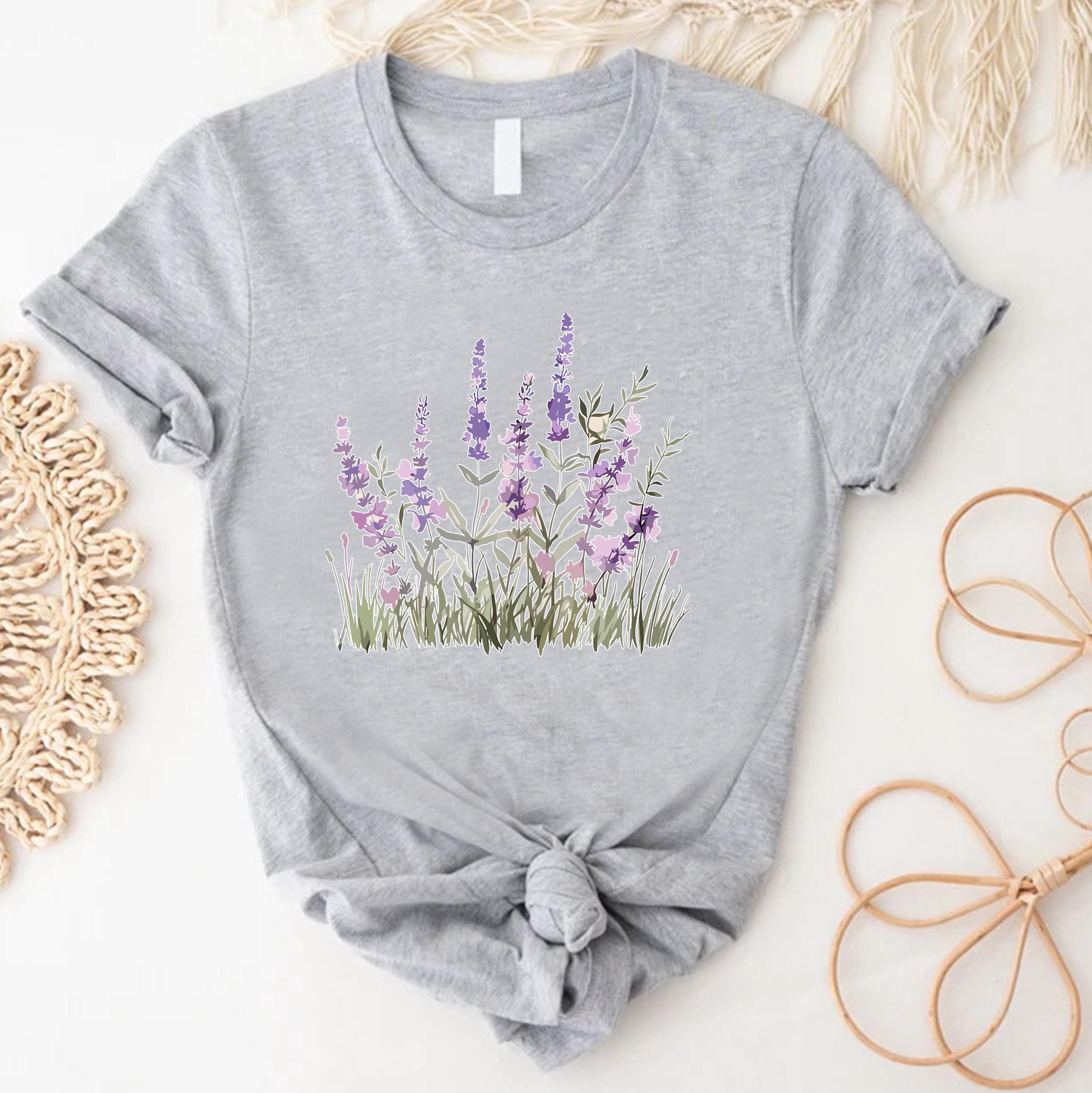 Lavender Flower Shirt, Botanical Wildflower Tee, Cottagecore Floral Graphic T-Shirt - image 4