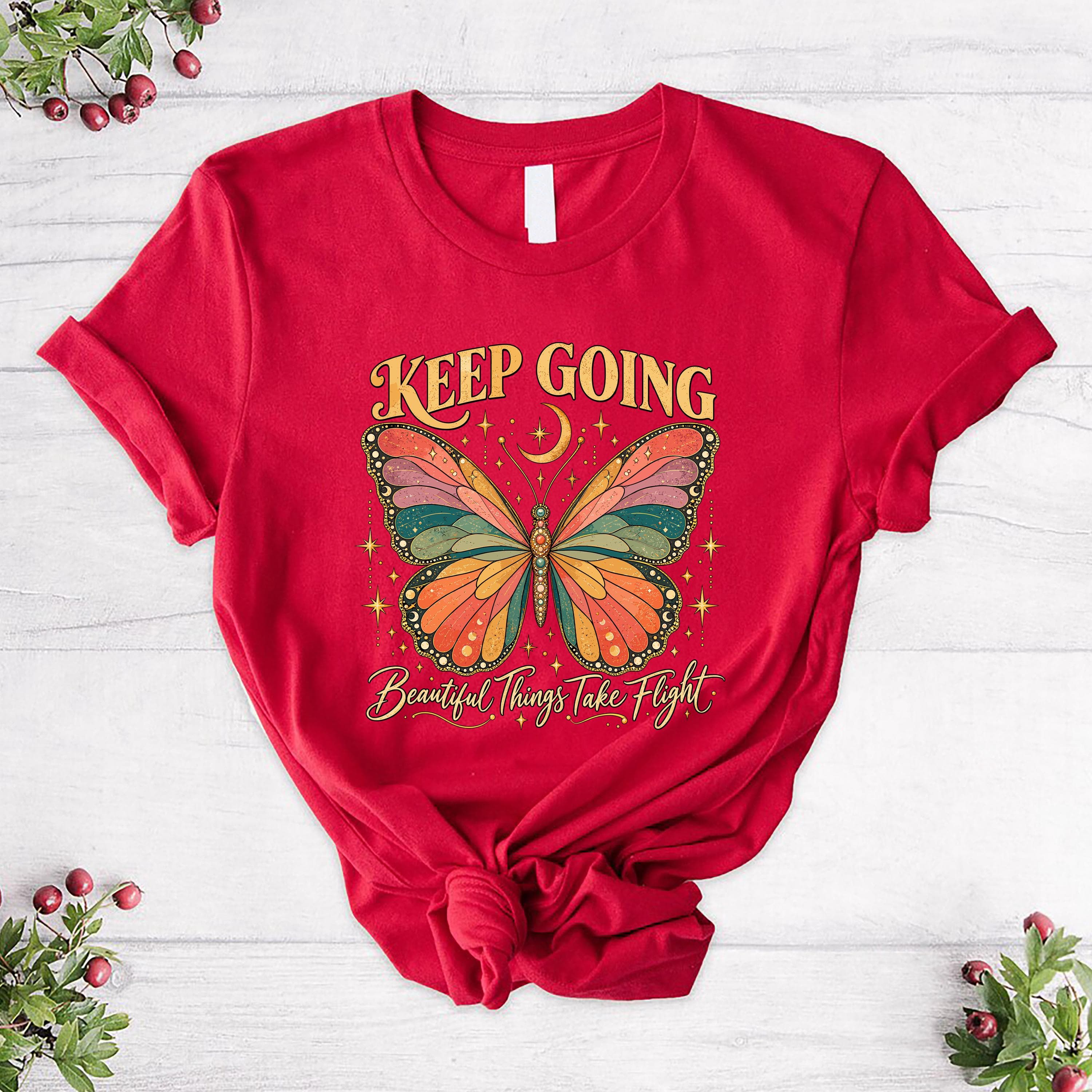 Retro Butterfly Shirt,Boho Celestial Tee,Inspirational Gift For Her - image 4