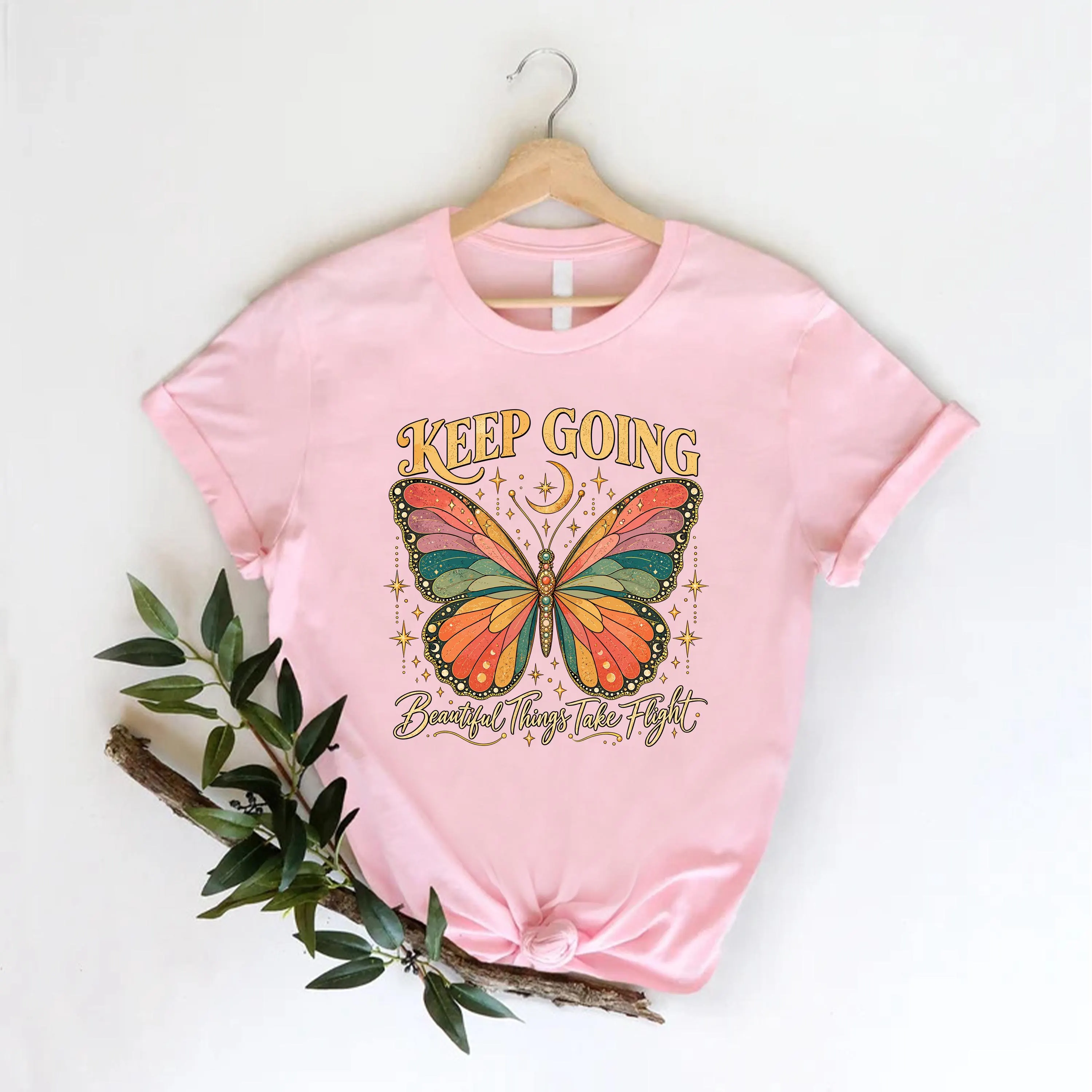 Retro Butterfly Shirt,Boho Celestial Tee,Inspirational Gift For Her - image 5
